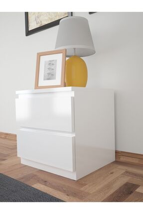 Mbes Mobilya Umut Beyaz 45 cm Komodin 2 Çekmeceli