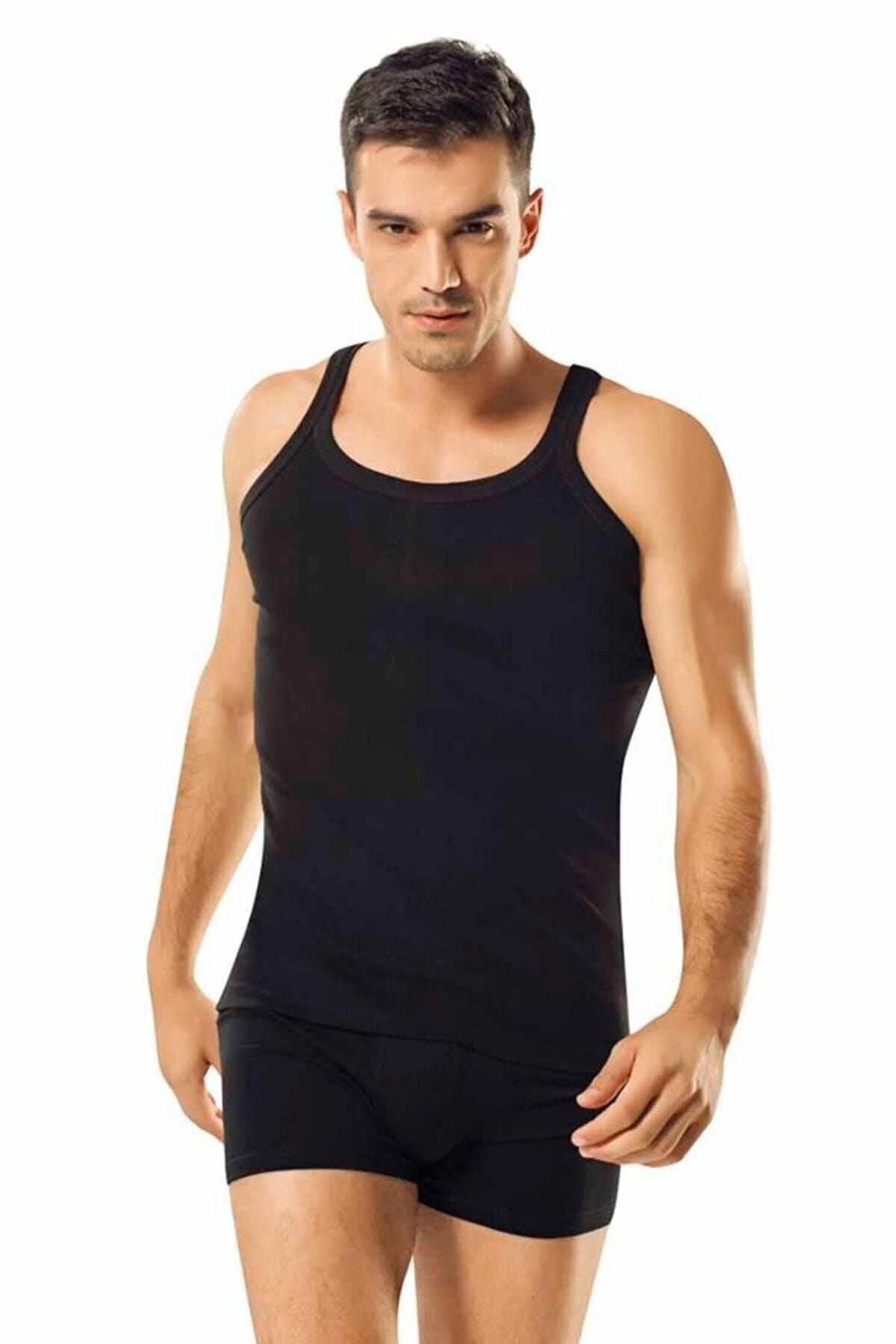 Namaldı Tricot De Corp Negru Cu Bretele Subțiri Pentru Bărbați, Pachet De 3 Masculin - M