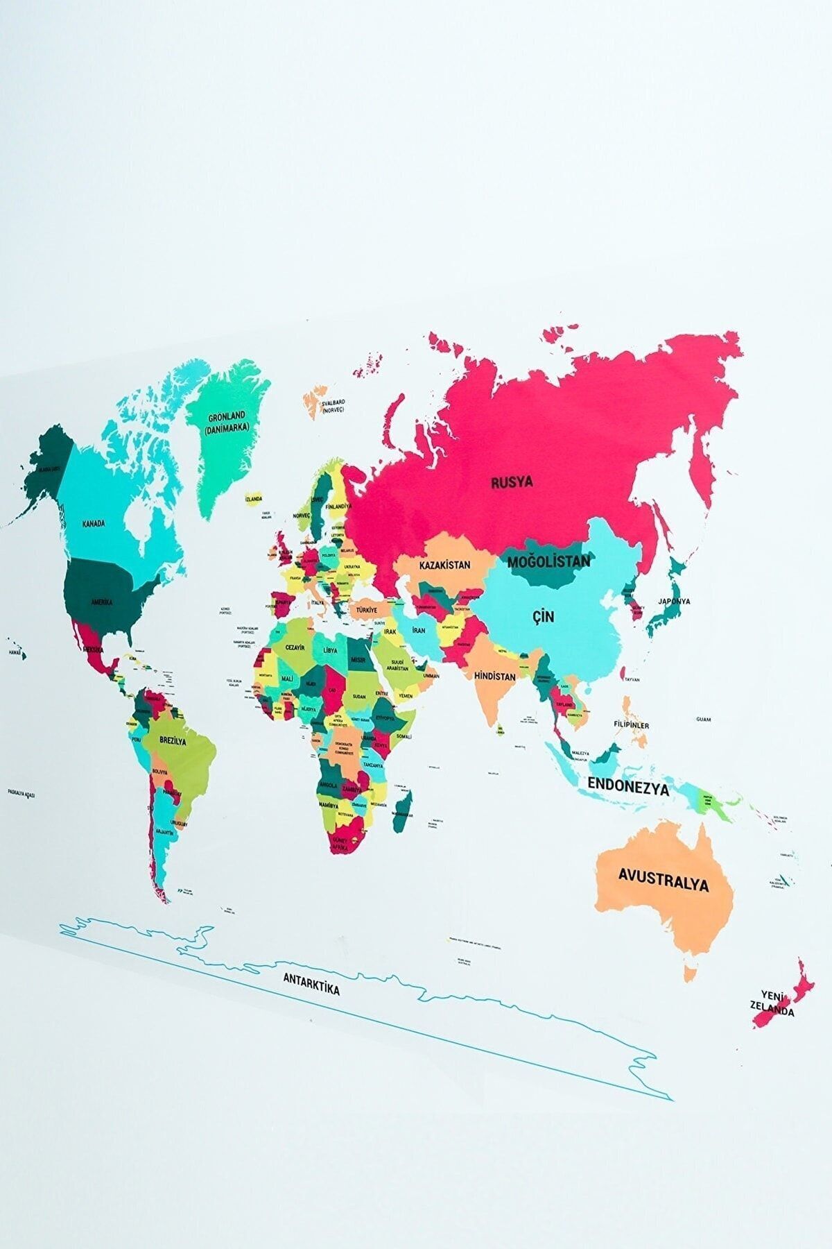 Pi Papers-Transparent Colored World Map - Non-Adhesive, Electrostatic Smart Paper (Turkish) 5