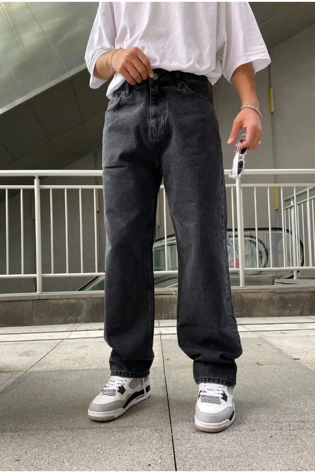 Mens Jeans American Eagle Raw Denim Gofeel Street Anthracite