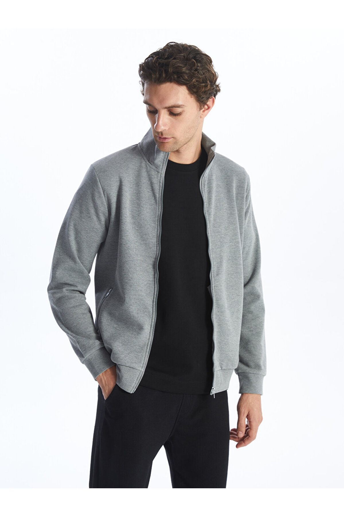 LC Waikiki Dik Yaka Uzun Kollu Erkek Fermuarlı Sweatshirt