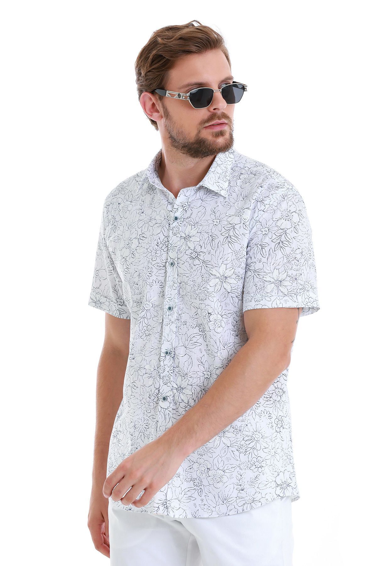 پیراهن مردانه آبی سرمه ای حاتم اوغلو | 24D190000006 اورجینال - تصویر 5