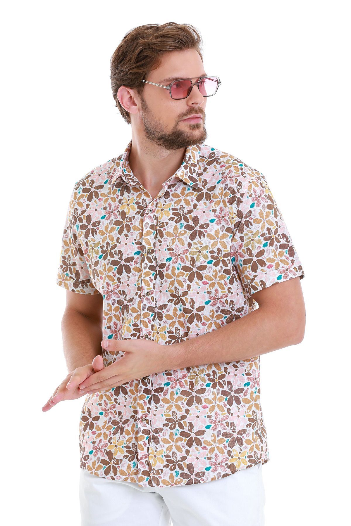 پیراهن مردانه قهوه ای حاتم اوغلو | 24D190000006 اورجینال - تصویر 4