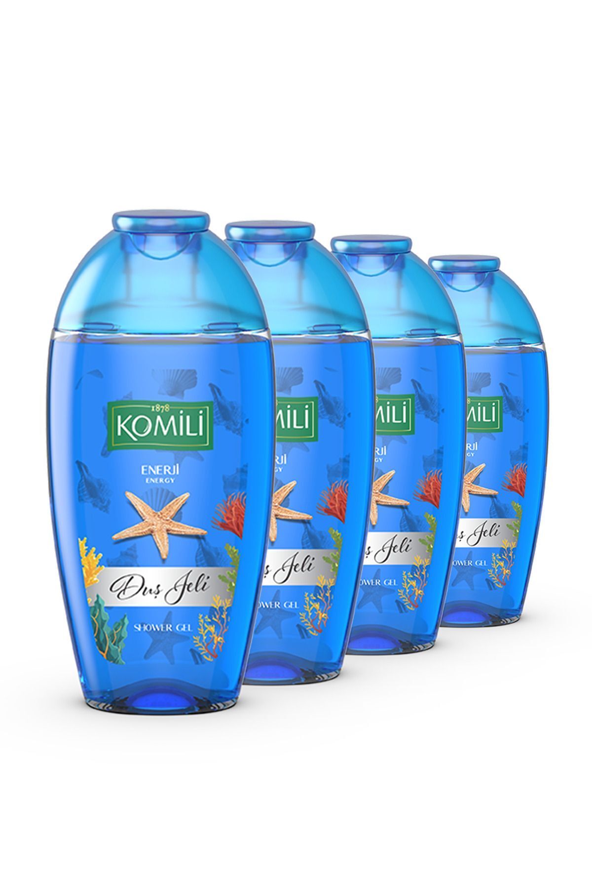 ست مزیت ژل دوش انرژی وگان سایز سفر - رایحه تازه - 4 x 200 میلی لیتر Komili