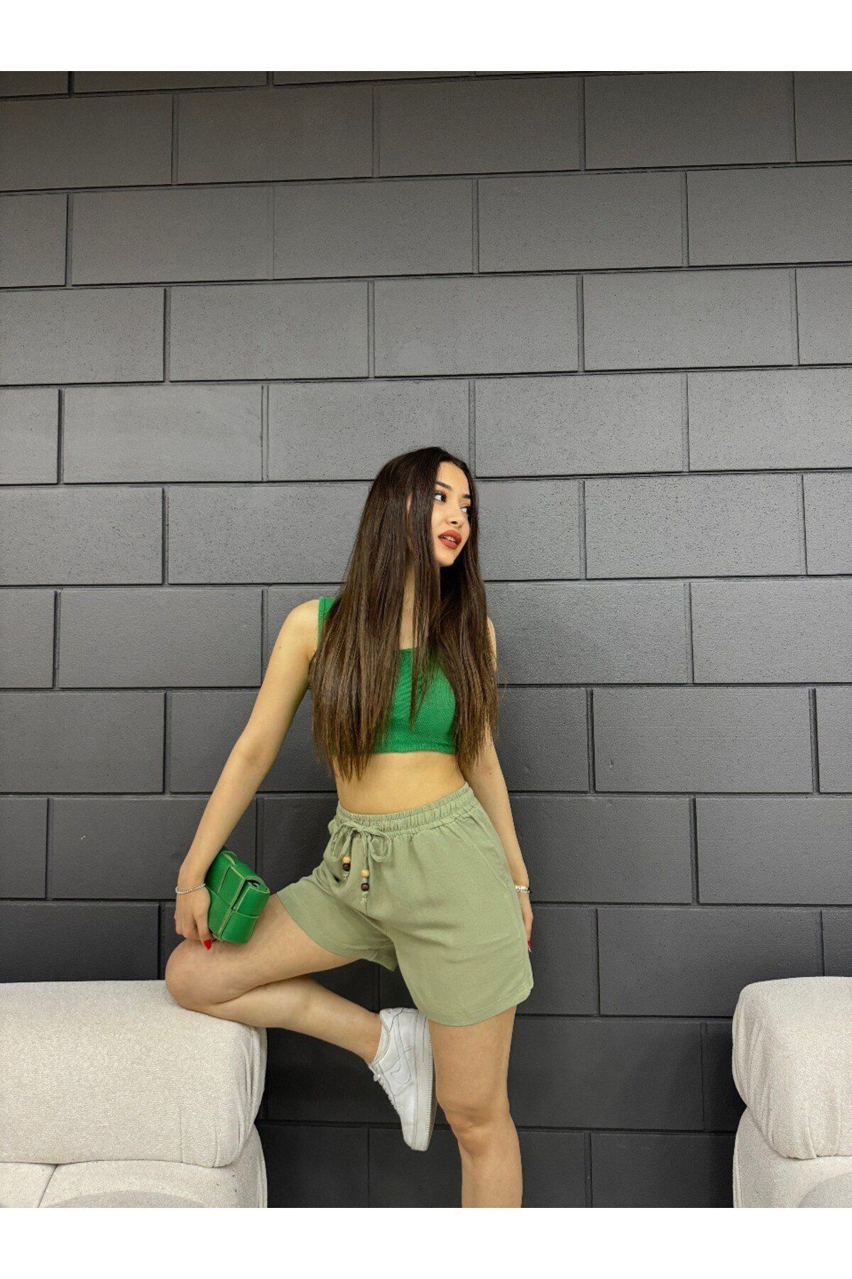 BİKELİFE-Leinenshorts für Damen – elastischer Bund und Schnürung 8