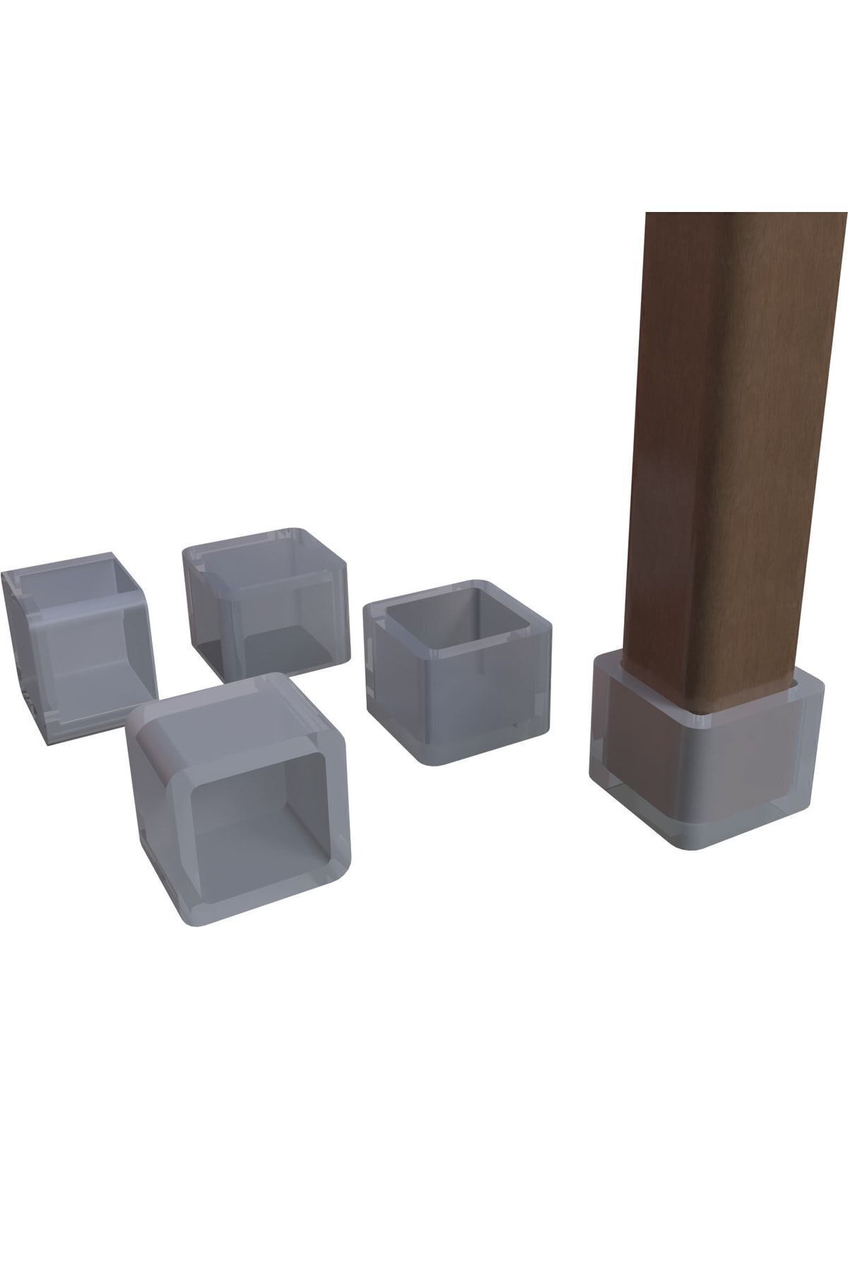 Adem Koç 30x30 Mm Kare Pvc Sandalye Profil Ayak Pabucu Sessiz Yumuşak - Şeffaf (4 Adet)