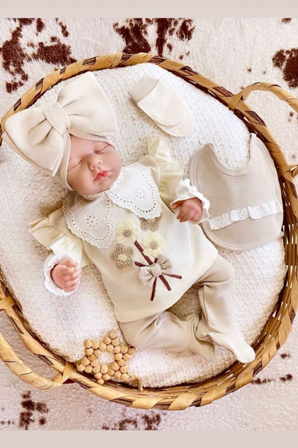 Cherub Baby Fisto Yakalı Süzene Çiçek Demeti %100 Pamuk Yenidoğan Kız Bebek 10 Parça Hastane Çıkışı Zıbın Seti fotoğrafı 3 (önizleme)