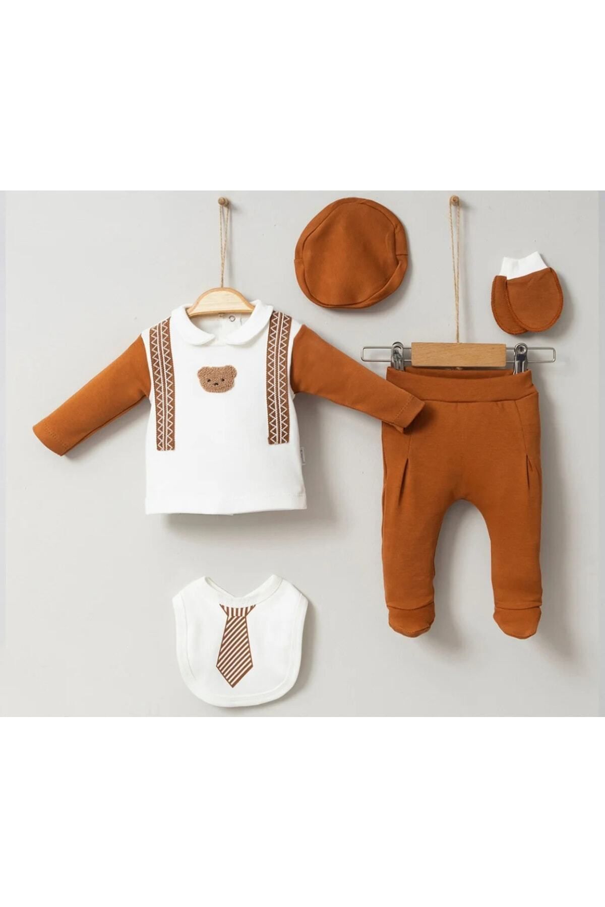 ست نوزادی پسرانه قهوه ای Cherub Baby | 222824hastaneçıkış اورجینال - تصویر 2
