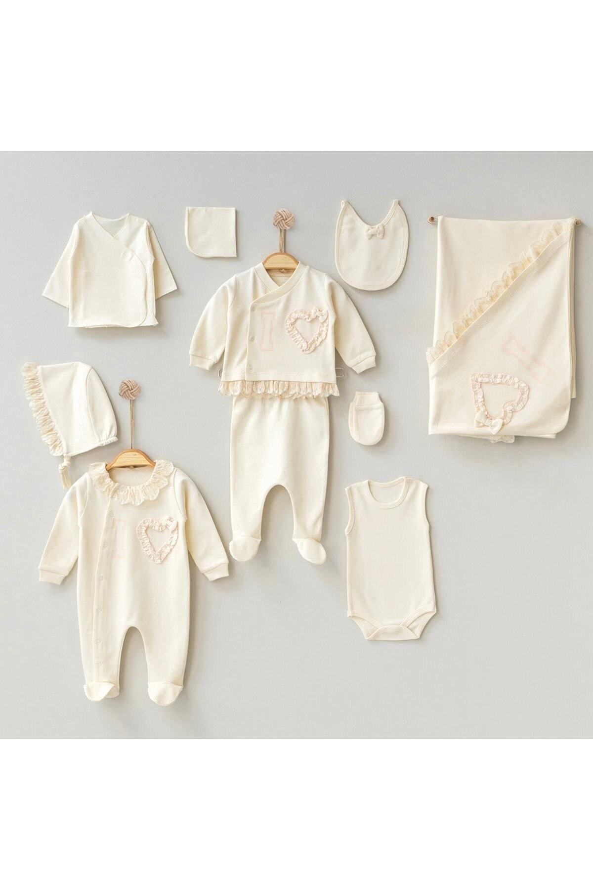 Cherub Baby Pugi Baby Ultralüks %100 Pamuk Yenidoğan Kız Bebek 10 Parça Hastane Çıkışı Zıbın Seti fotoğrafı 3 (önizleme)