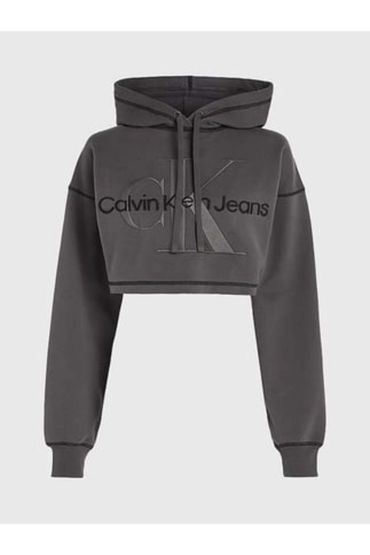 Calvin Klein Kad n Pamuklu Logolu Regular Fit Kapu onlu Gri Sweatshirt J20J222540 PT2 Fiyat Yorumlar Trendyol