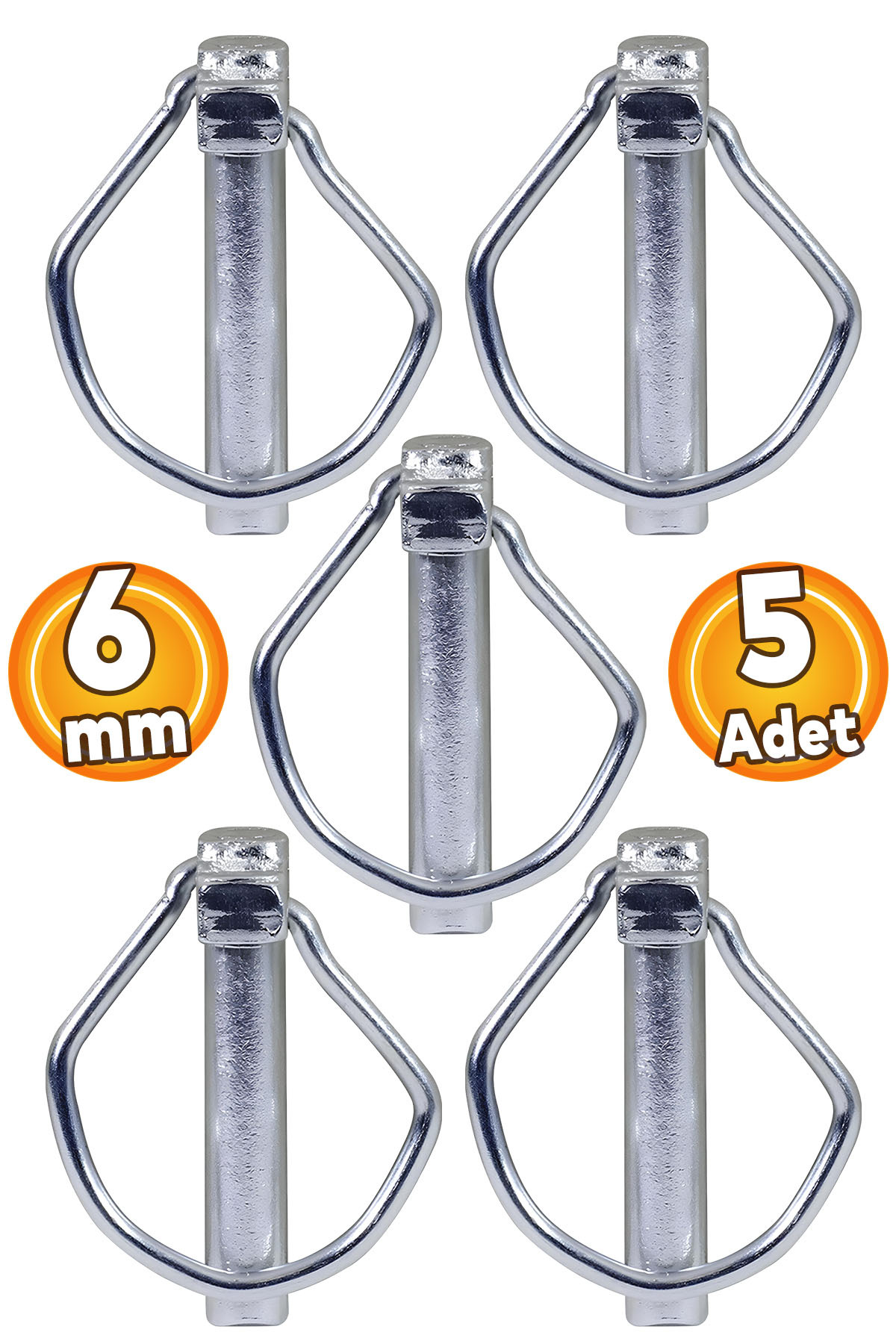 6 Mm Tractor Pin Spring Pin Quality Steel (5 PCS)