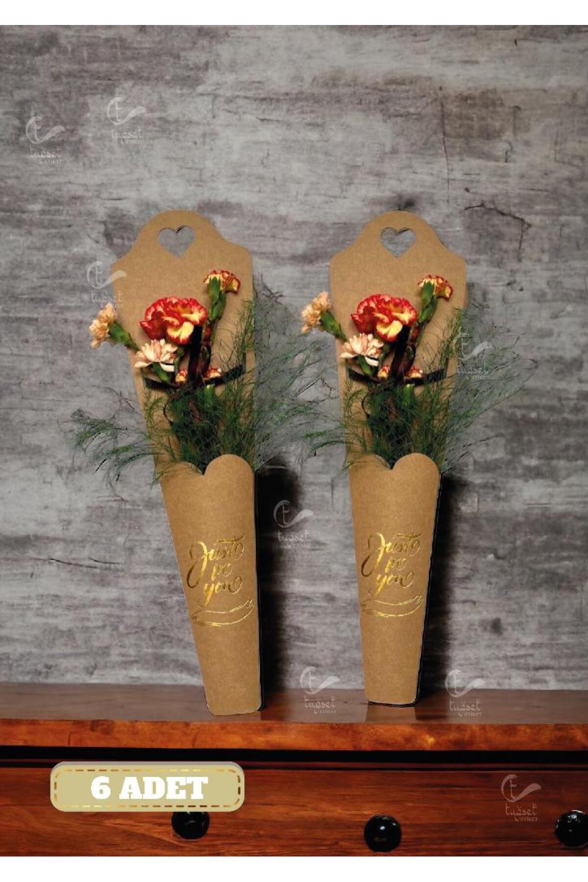 t tuğset etiket Çiçek Gül Kutusu Tekli Gül Kutusu Çiçek Ambalaj Kurdeleli Çanta 6 Adet Kraft-t904