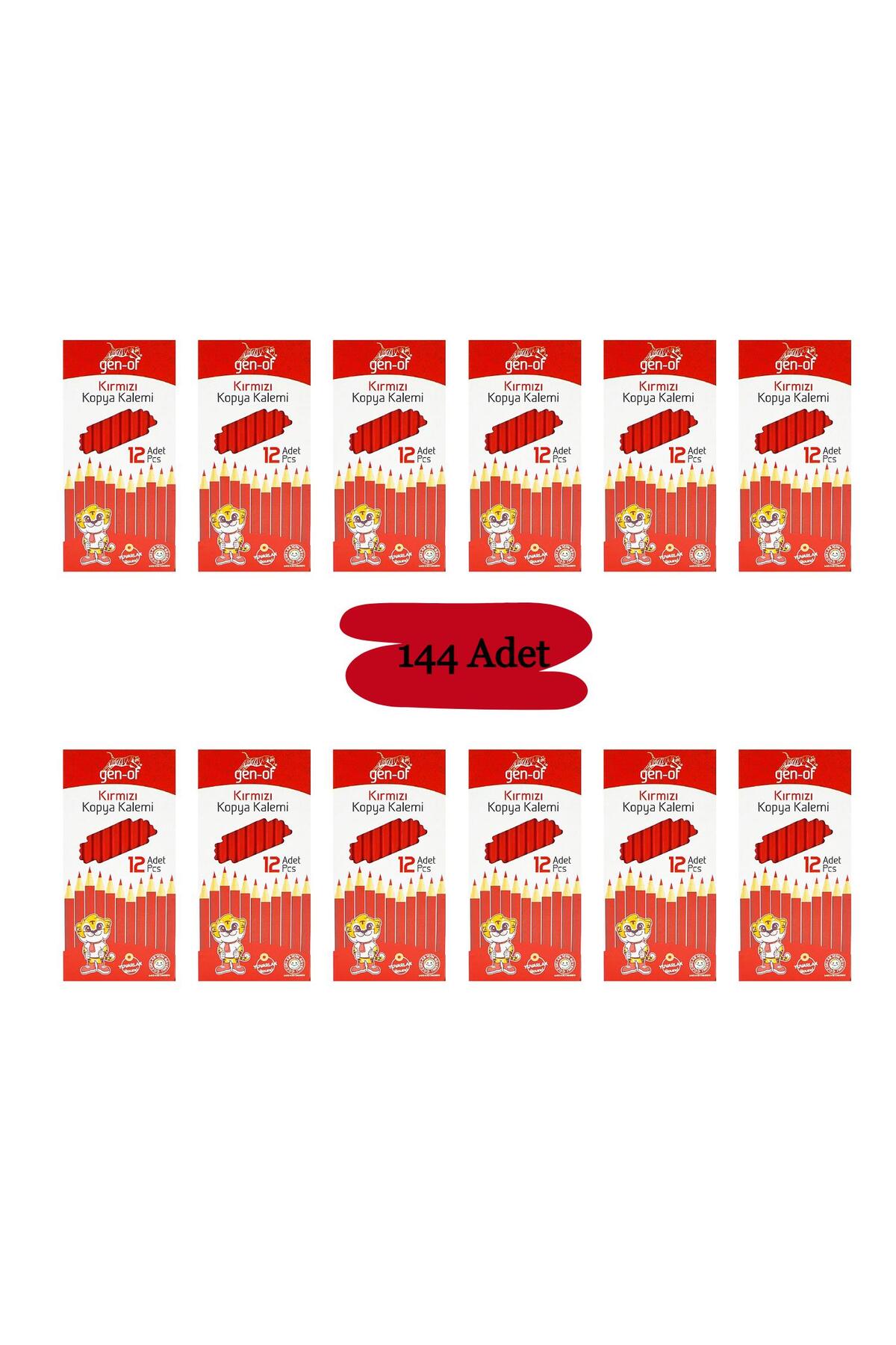 Gen-Of Yuvarlak Kırmızı Kopya Kalemi 144 Adet