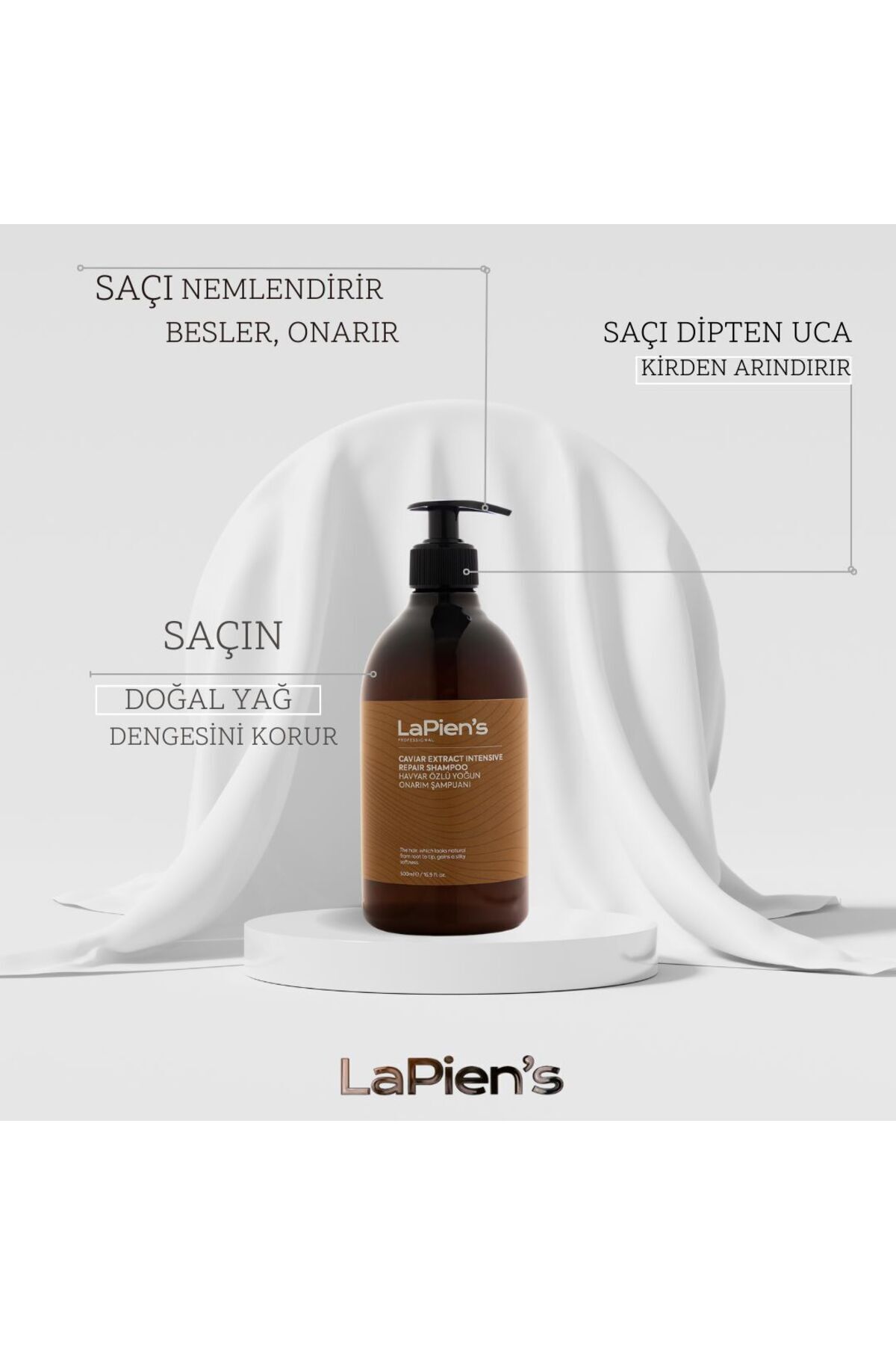 Hasarlı Kuru Saçlar İçin Onarıcı Şampuan 500 ml ve Günlük Tuzsuz Şampuan 500 ml Set — lapiensonarıcıtuzsuzset — تصویر 4 از 6