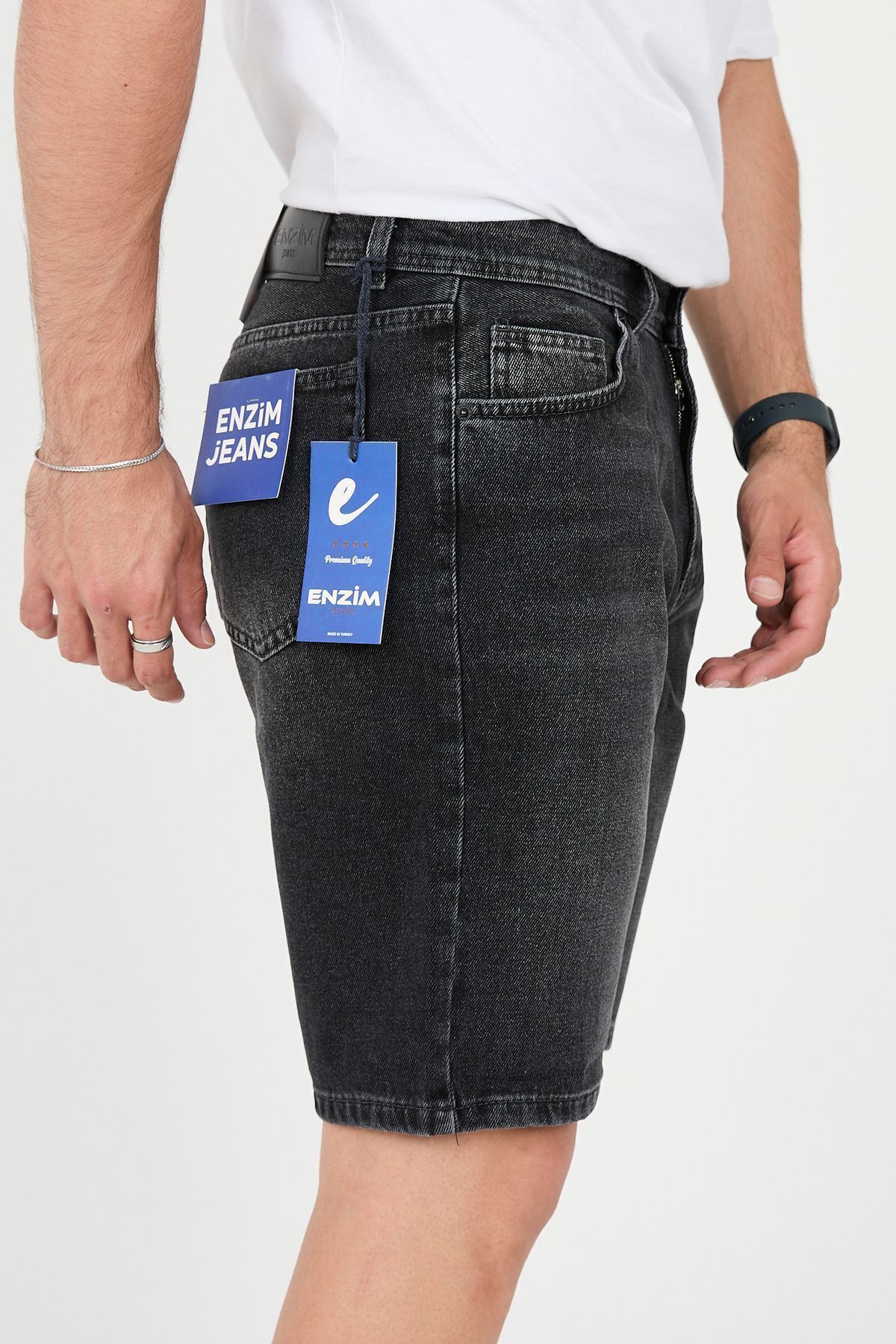 ENZİM JEANS  Erkek %100 Pamuk Rahat Kesim Kot Şort - Görsel 8