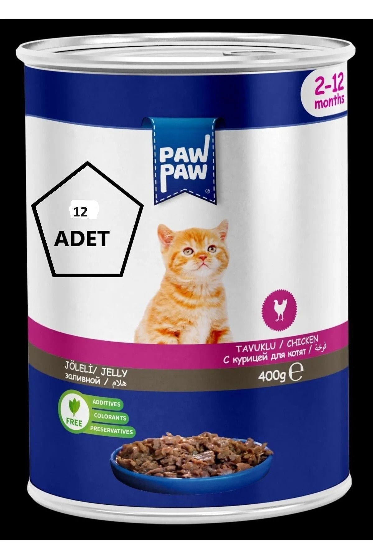 Pawpaw tavuklu Yavru Kedi Konservesi 400gr 12'li