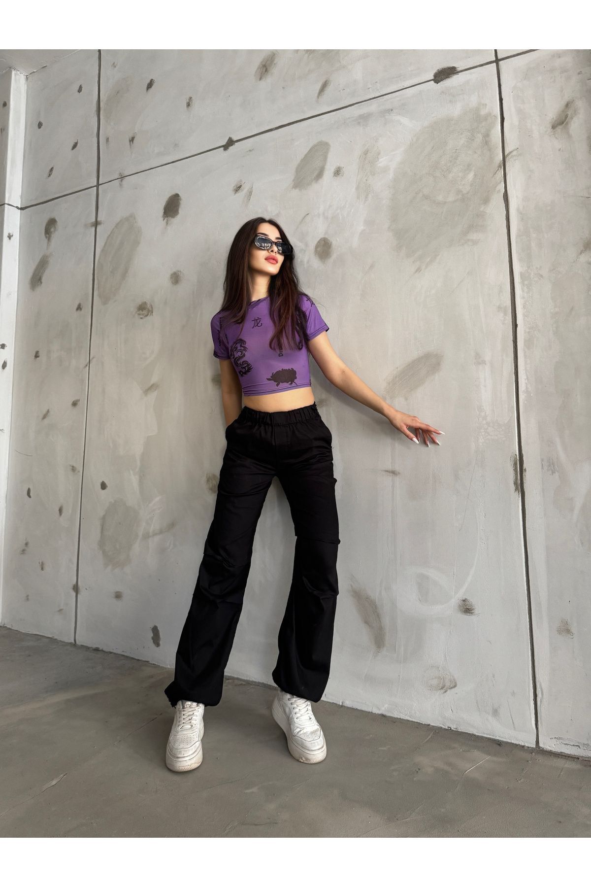 BİKELİFE-Schwarze Stopper-Fallschirmhose für Damen 6