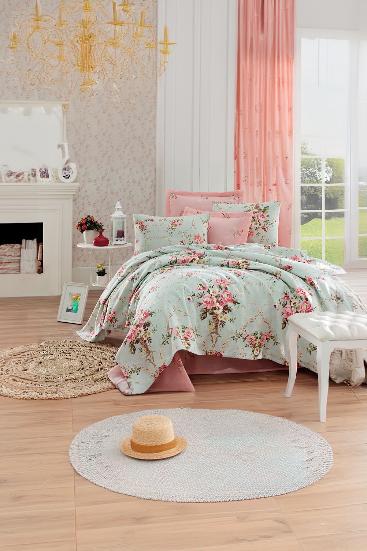 Eponj Home-Natural Pique Printed Single Alanur Mint 2