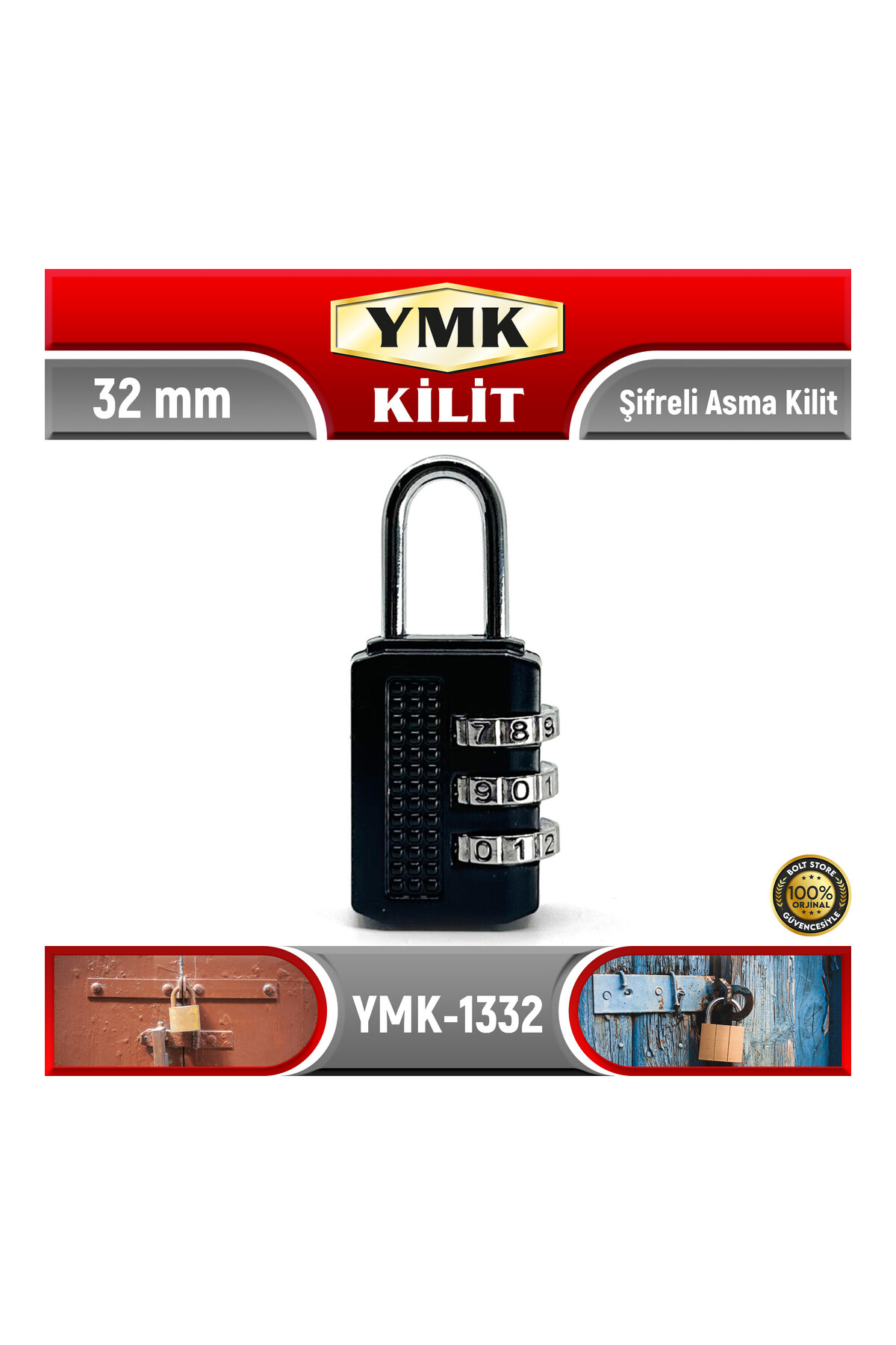 YMK Şifreli Asma Kilit | 32 mm | YMK-1332