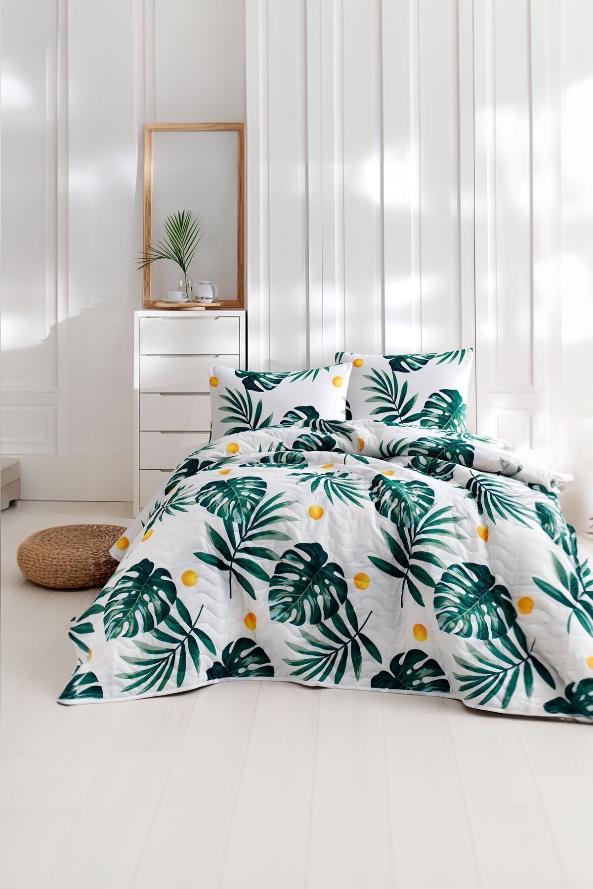 Eponj Home-Двойно ватирано покривало Monstera Green 3