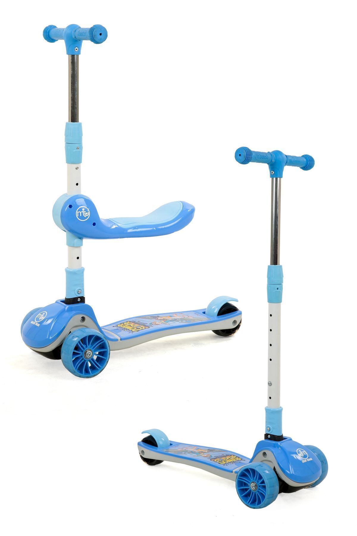 Maxi Taxi Zoomy Oturaklı Işıklı Katlanabilir Scooter Mavi