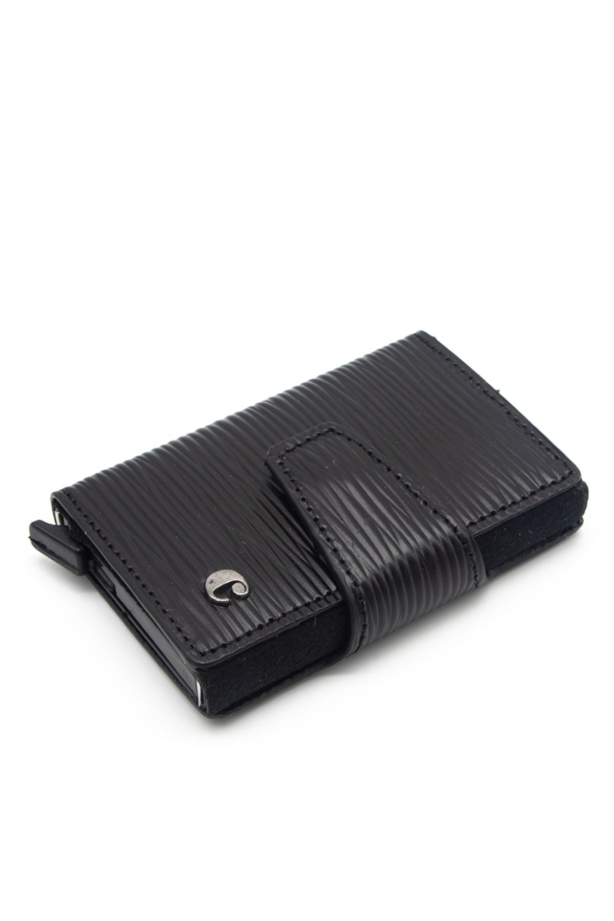 کاشارل جا کارتی چرمی مشکی طرح چرم کد 0270A3K