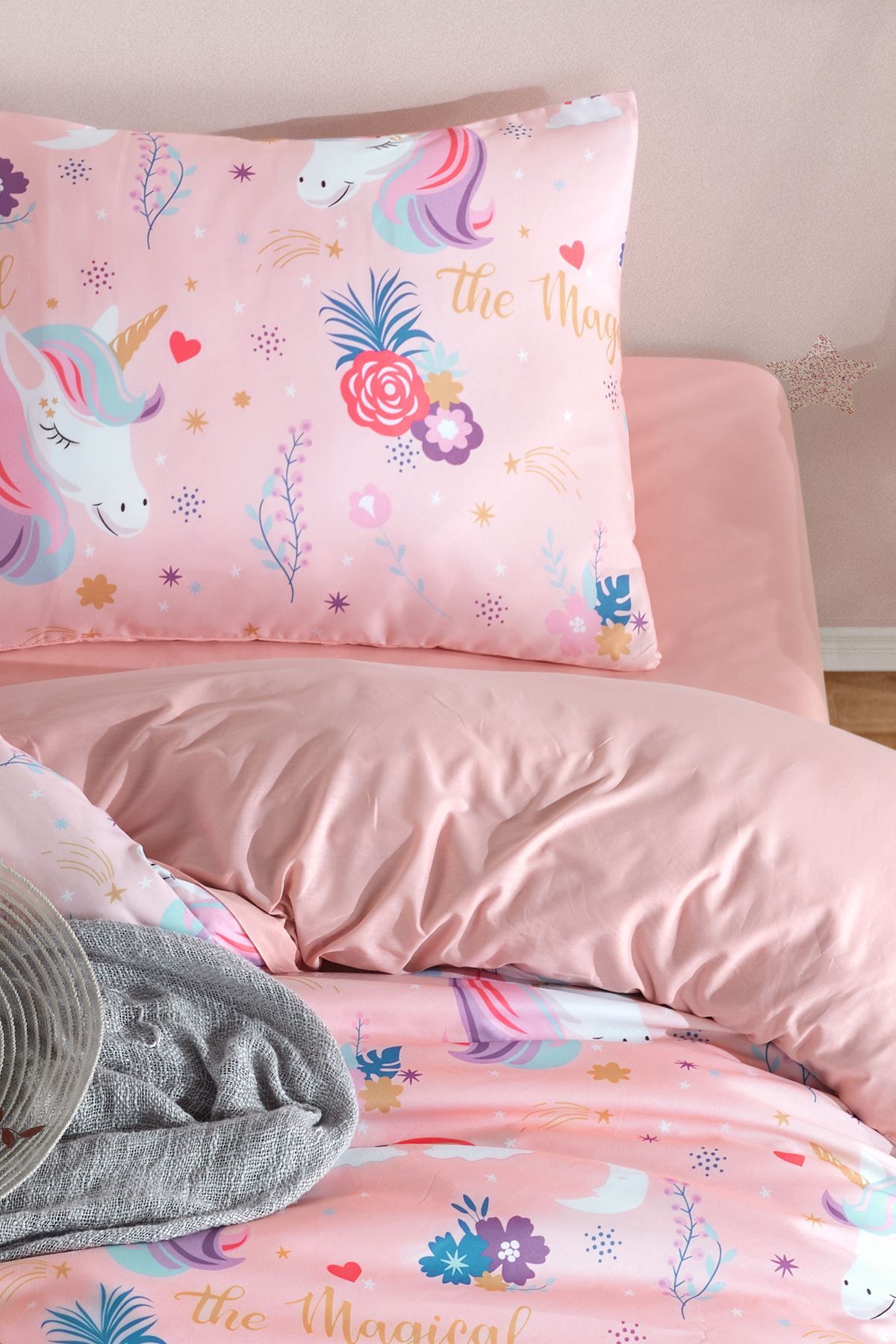 Eponj Home Kolay Ütülenir Nevresim Takımı Tek Kişilik Magical Pembe fotoğrafı 3 (önizleme)