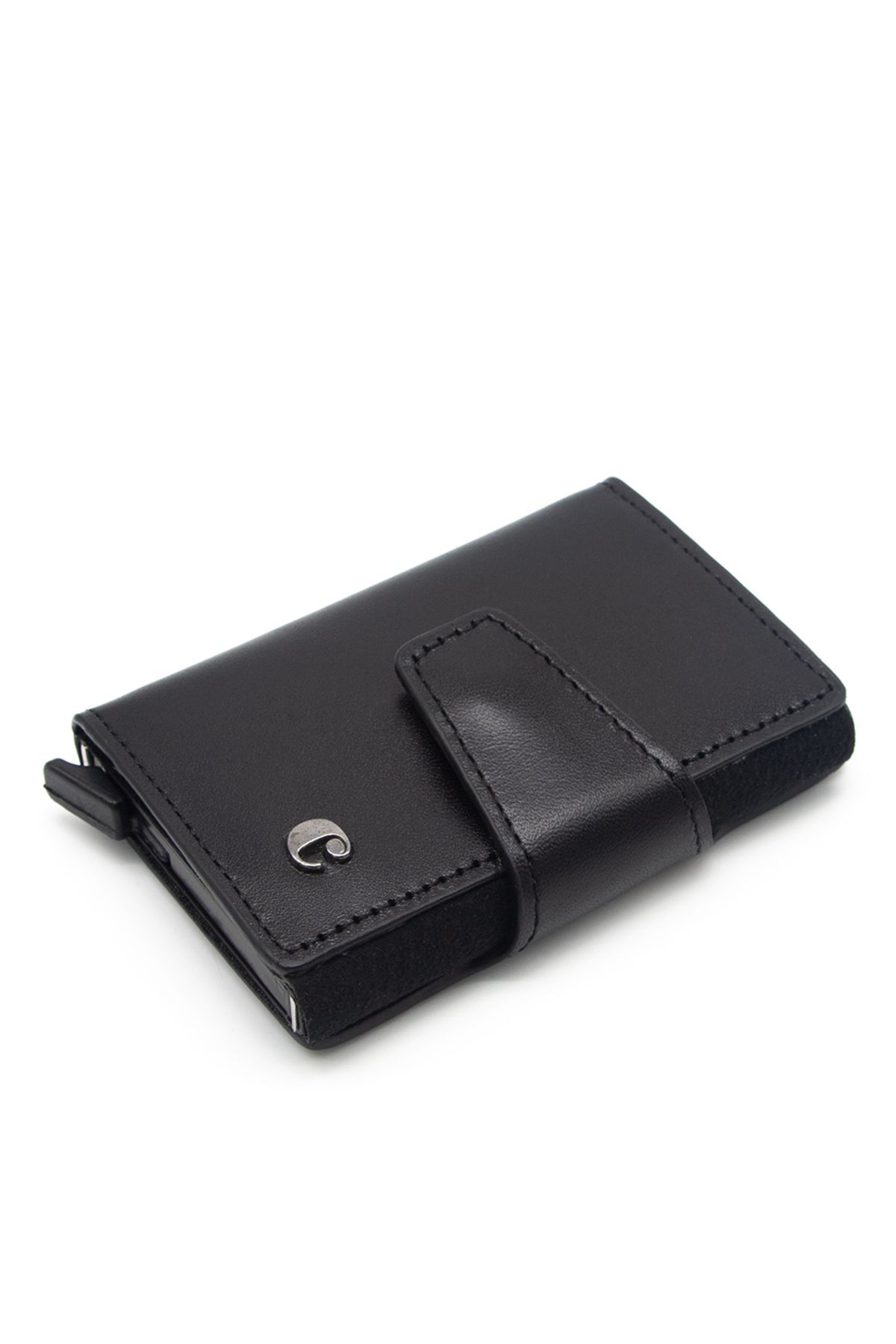 Black Analin Leather Credit Card Holder 0270A55
