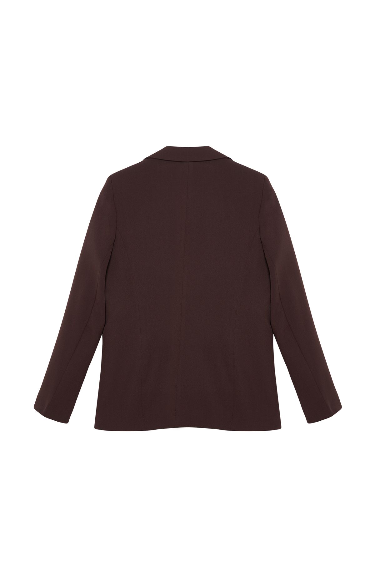 Trendyol Collection-Buttoned Dark Brown Blazer Jacket - Regular Lined, TWOAW22CE0168 7