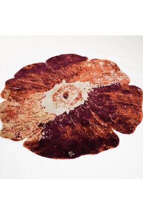 Halıcızade Tempus Serisi Asimetrik Çiçek Kesim Turuncu/Terra Bambu Özel Tezgâ...