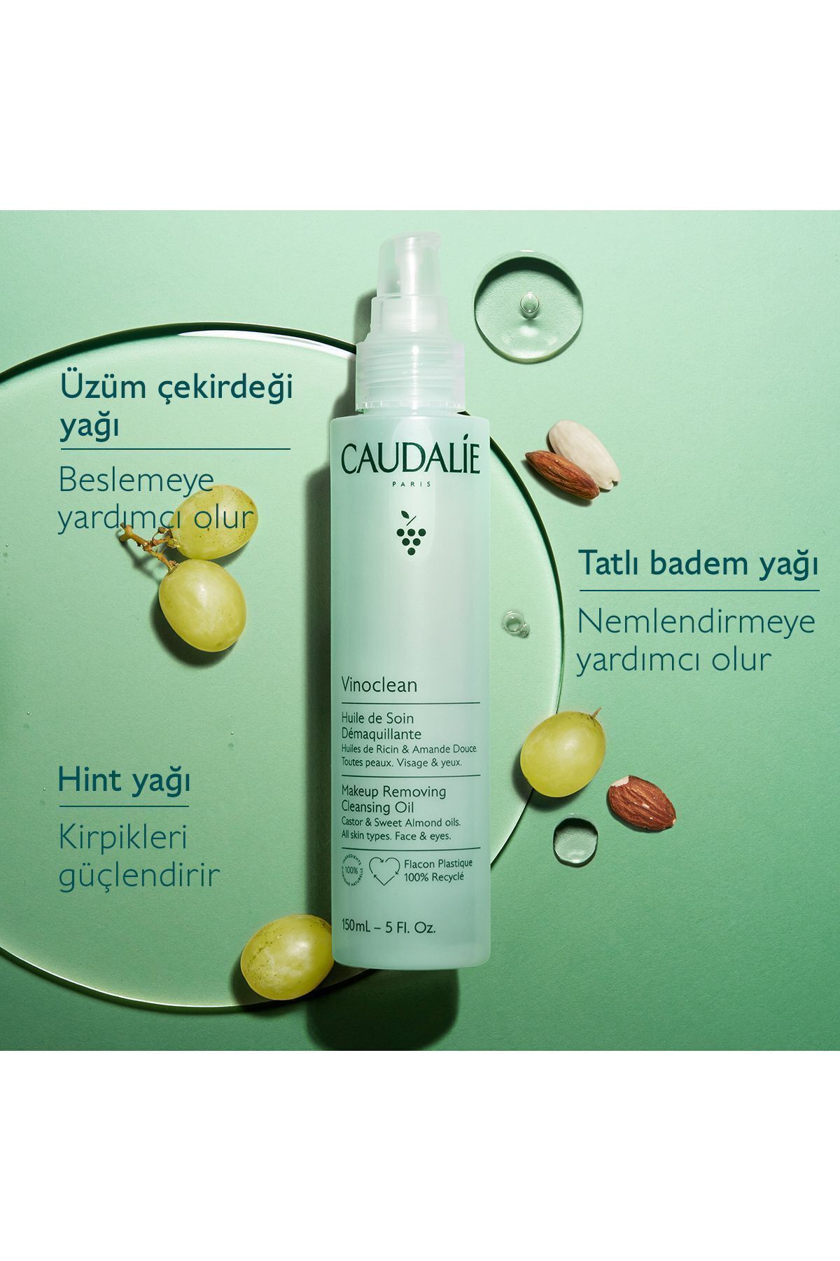روغن پاک کننده آرایش وینوکلین 150 میلی لیتر Caudalie