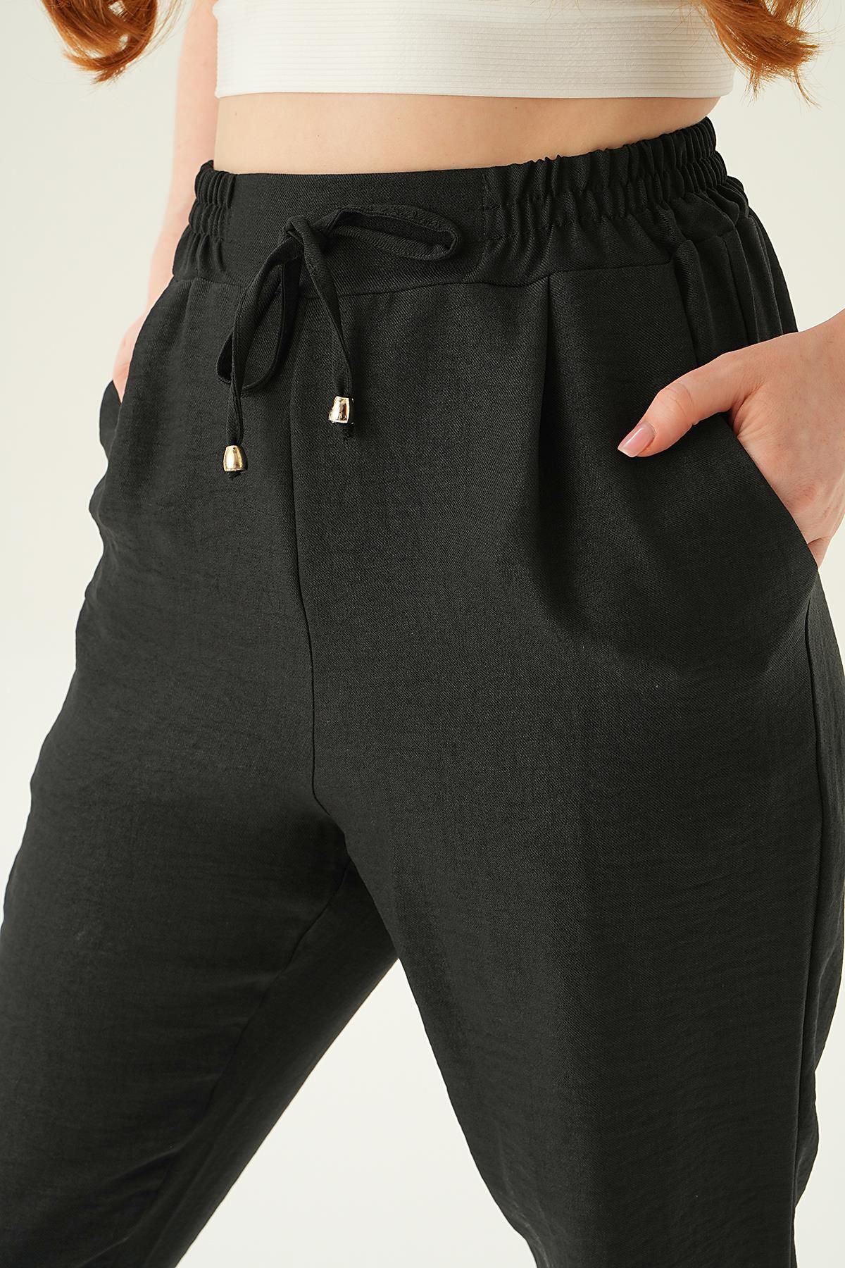 Rays-BlAck CArrot Trousers - 6904A with ElAstic WAist 6