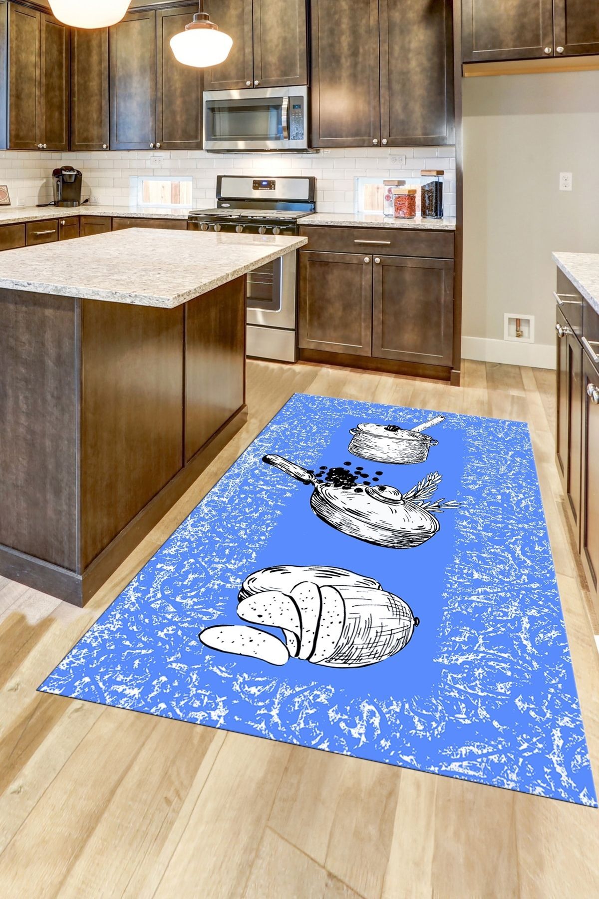 EY HOME Bread Patterned NonSlip Pot Washable Kitchen Rug, Kitchen45