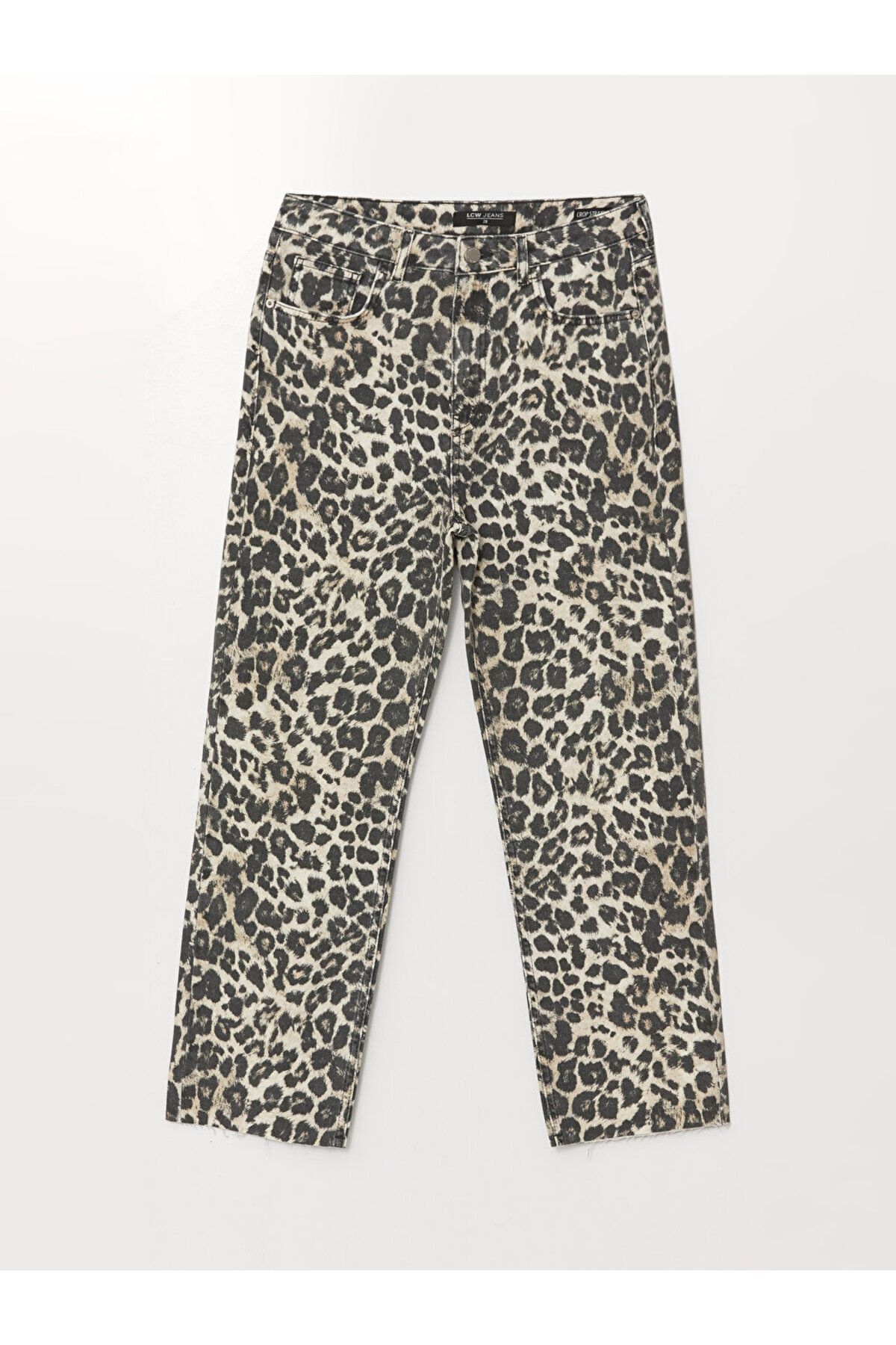 LC Waikiki-Leopard Patterned Straight Fit Women's Jean Trousers 5