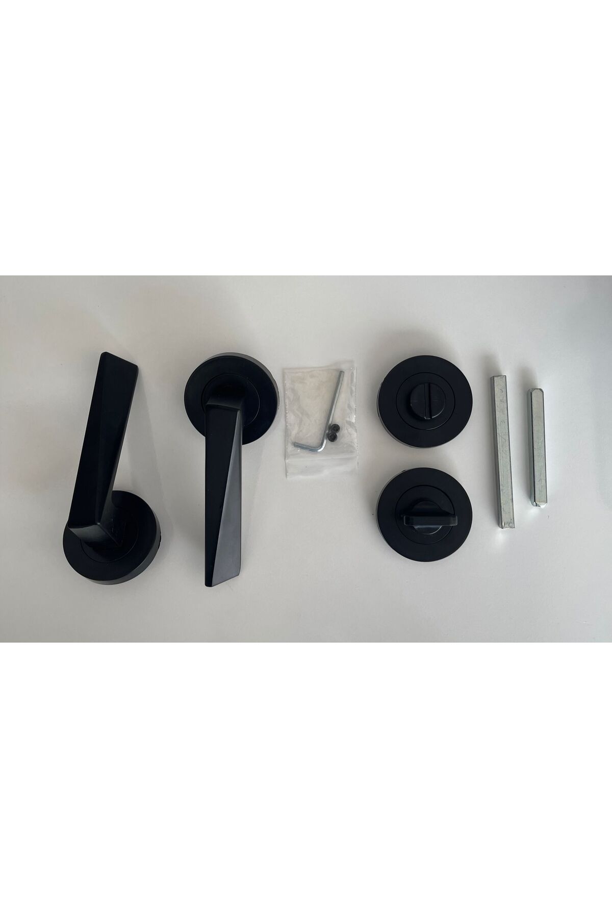 EVEO-Black Prism WC Door Handle - Front and Rear Set 3