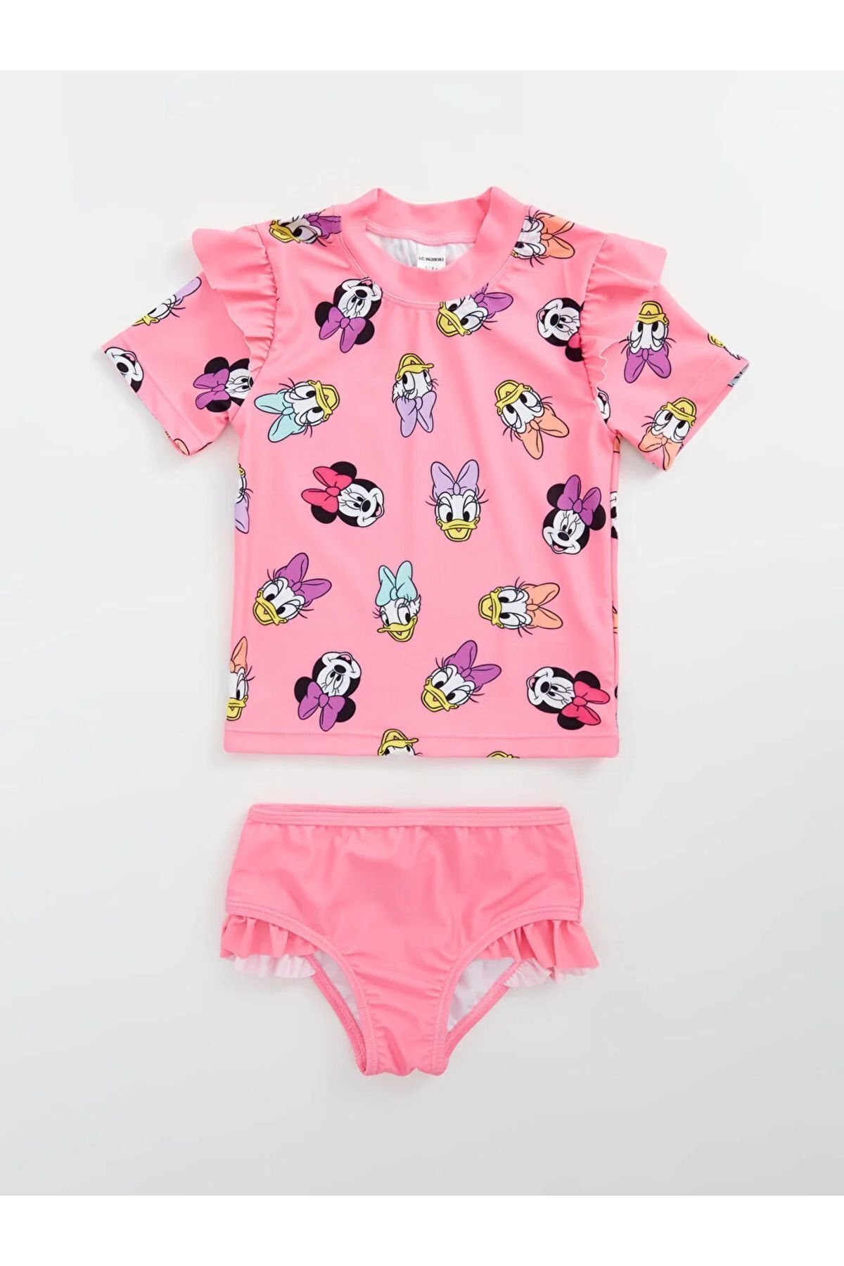 LC Waikiki Lcw Baby - Zestaw Bikini Dla Dziewczynki Z Krótkim Rękawem I Okrągłym Dekoltem We Wzorzyste Myszki Minnie Kobieta - 3-4 lata