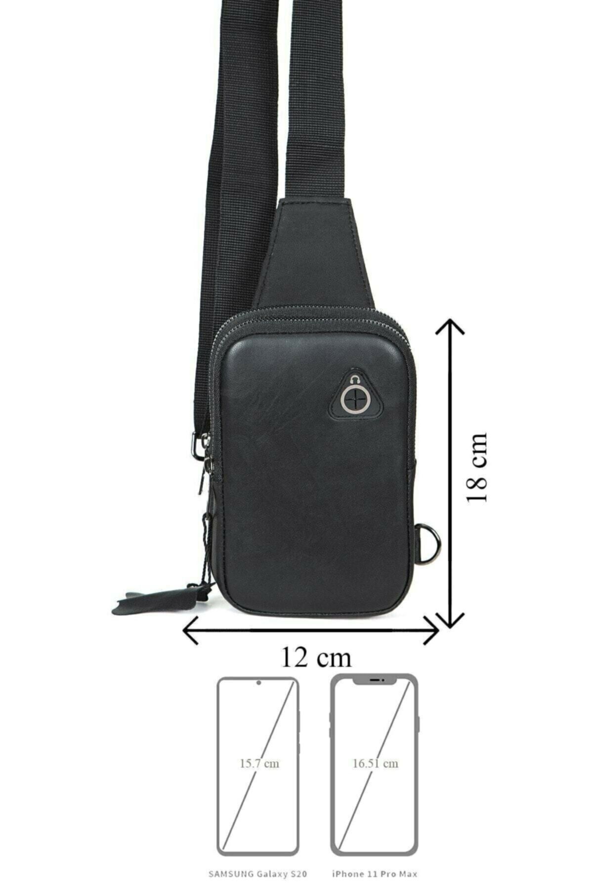 NEWISH POLO ACCESSORIES Newish Polo Kulaklık Çıkışlı Hakiki Deri Telefon Bölmeli Çapraz Omuz Çantası görsel 2