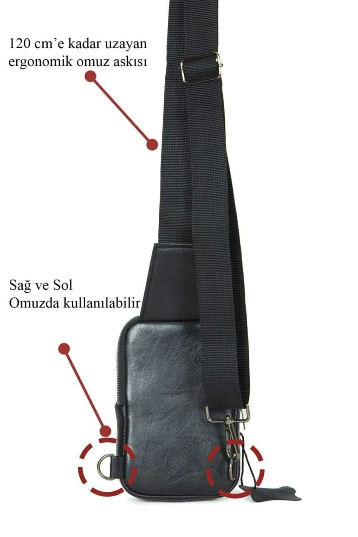 NEWISH POLO ACCESSORIES Newish Polo Kulaklık Çıkışlı Hakiki Deri Telefon Bölmeli Çapraz Omuz Çantası görsel 6