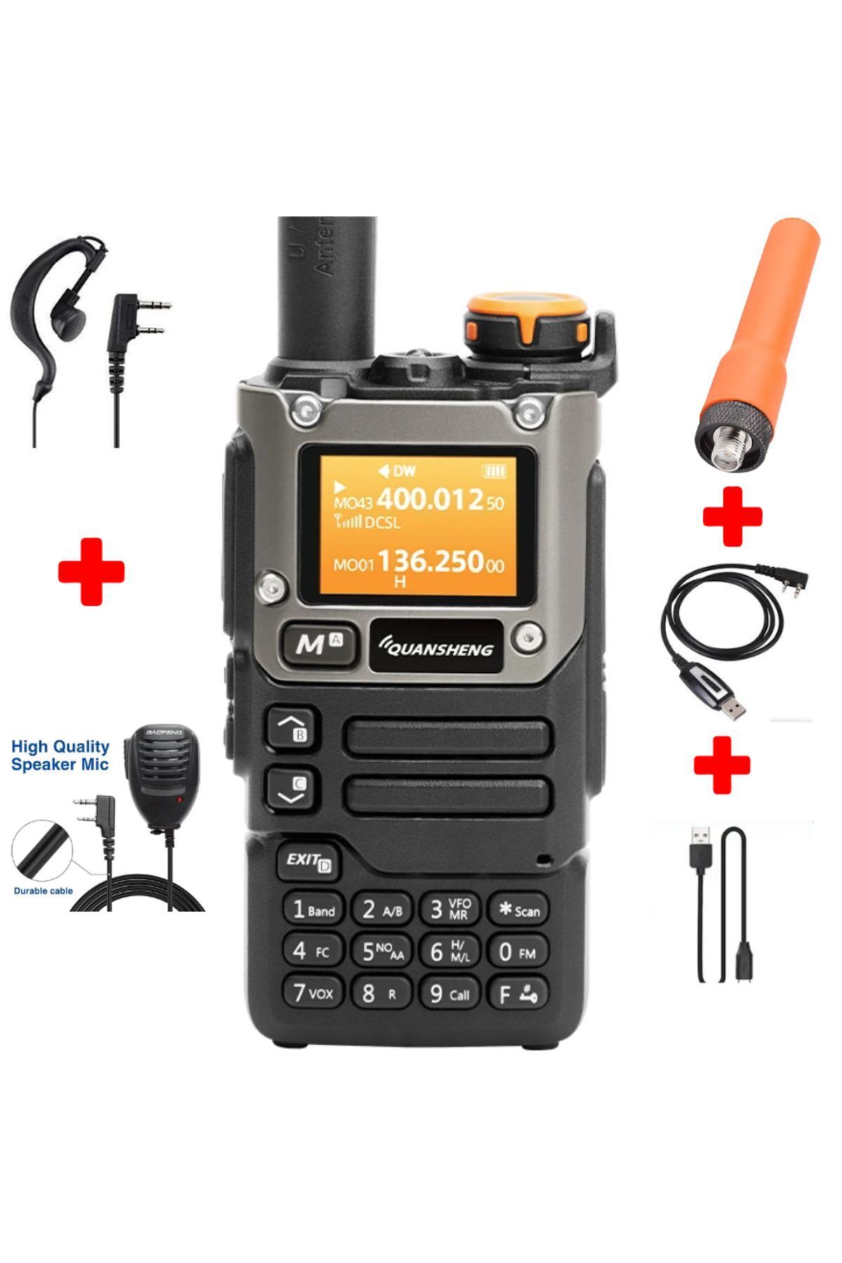QUANSHENG K6 AKSESUAR PAKET UHF VHF AİRBAND TELSİZ