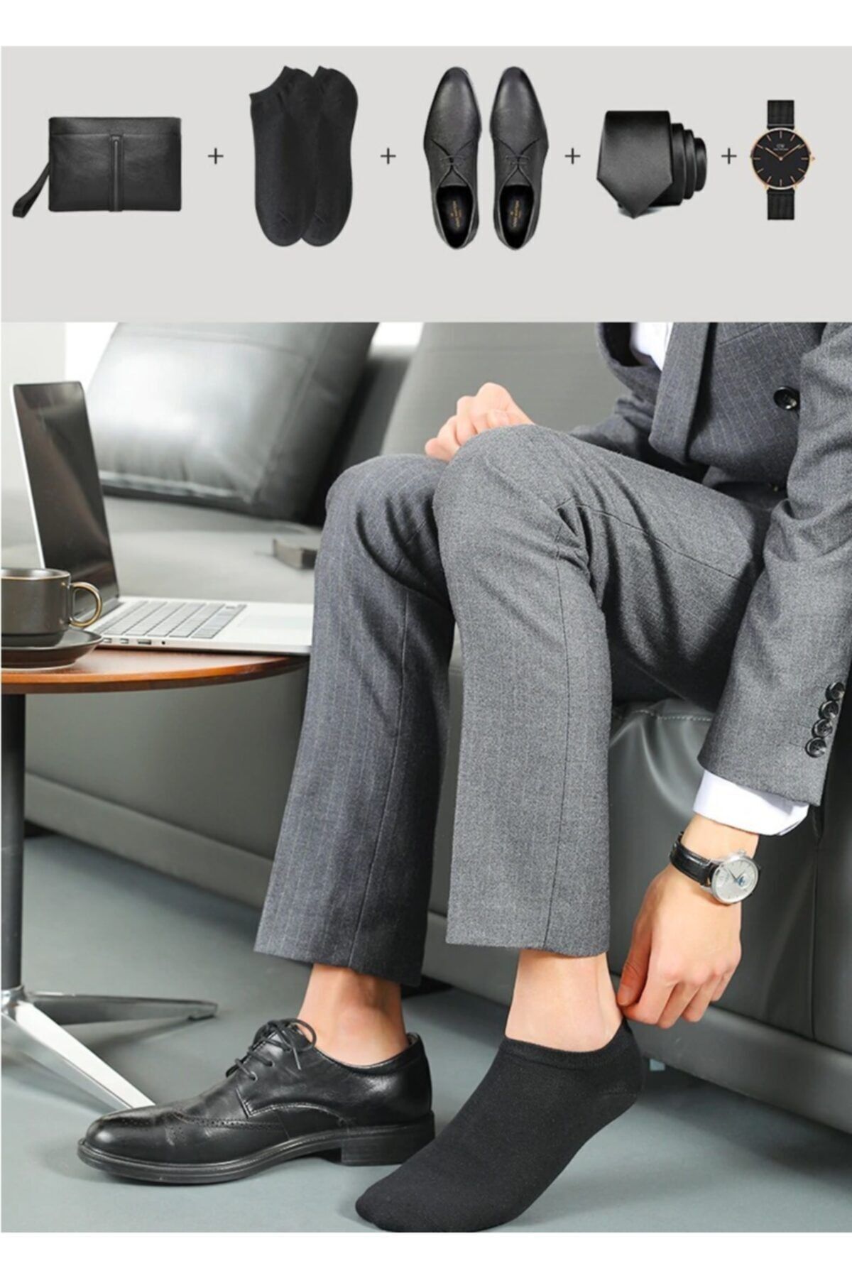 çorapmanya  10 Çift Pamuklu Çok Renkli Erkek Patik Çorap Bilek Boy - Görsel 5