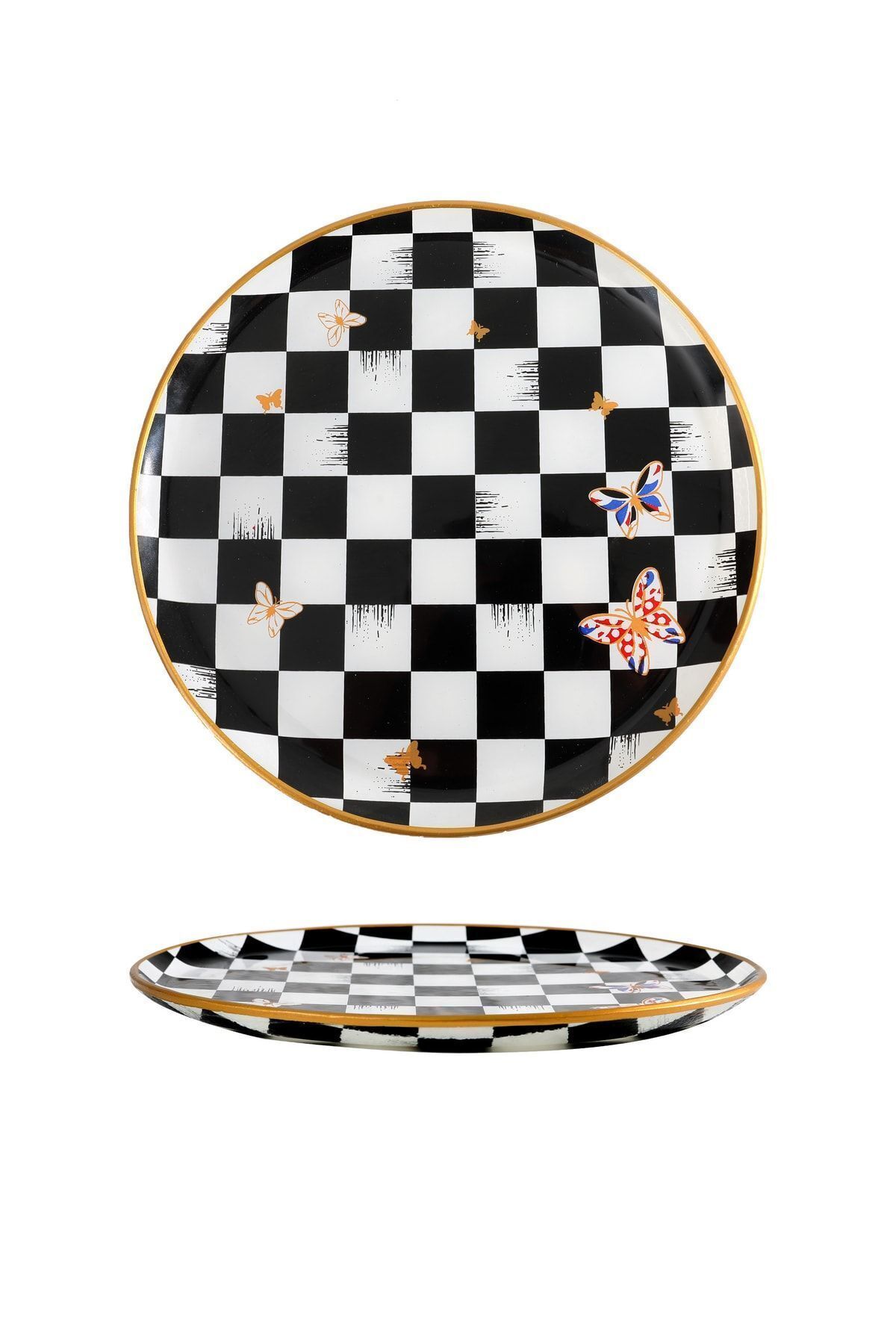 GÜRCÜGLASS-Checkered Butterfly Serving Plate 4