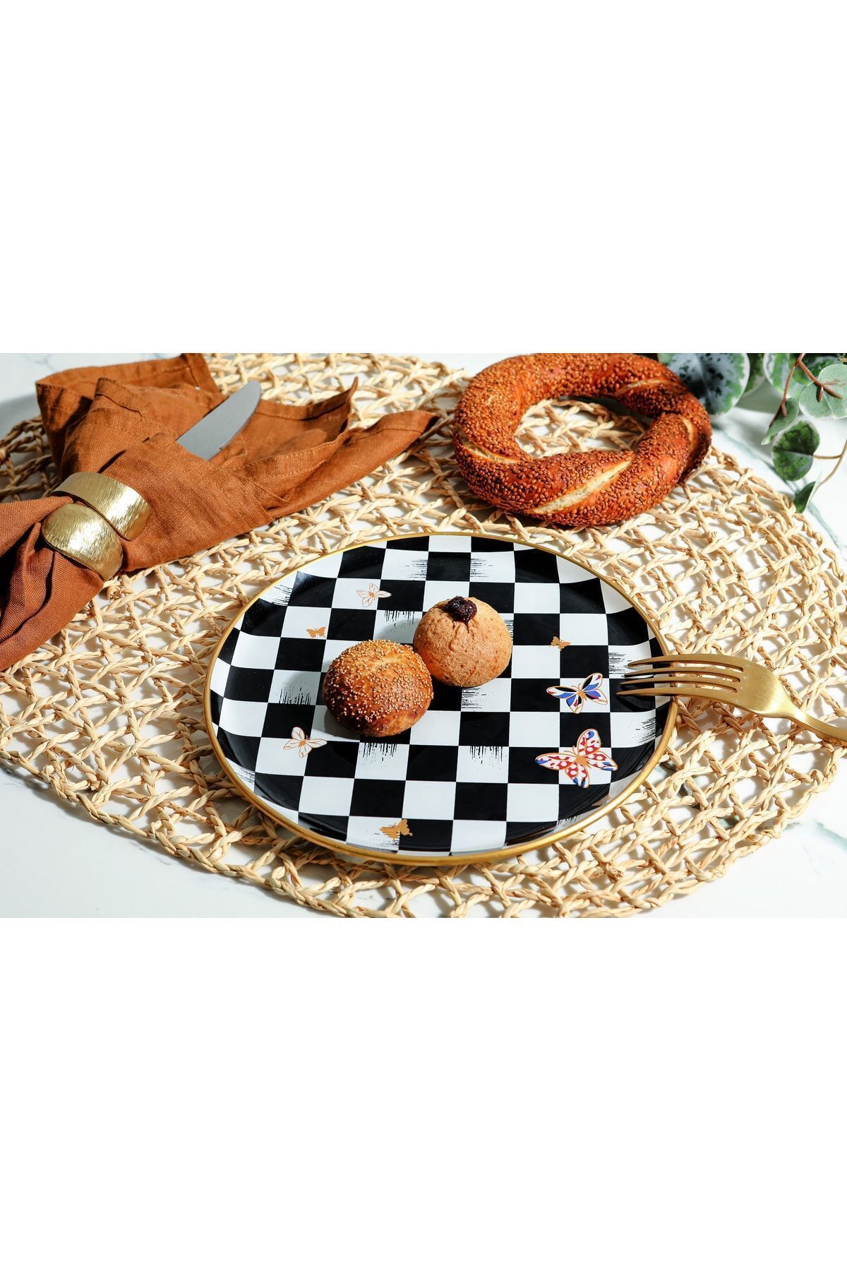 GÜRCÜGLASS-Checkered Butterfly Serving Plate 2