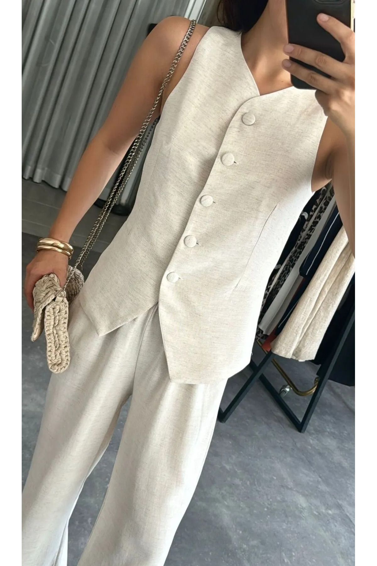 My Blog-Ecru Vest - Buttoned Design 3