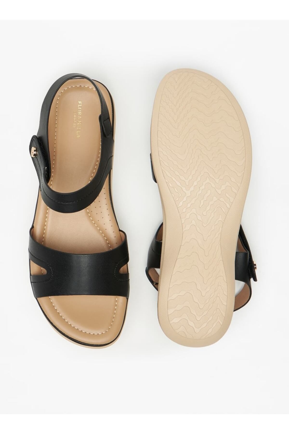 Flora Bella by Shoexpress-Flora Bella Solid Flat Sandals with Hook and Loop Closure 5