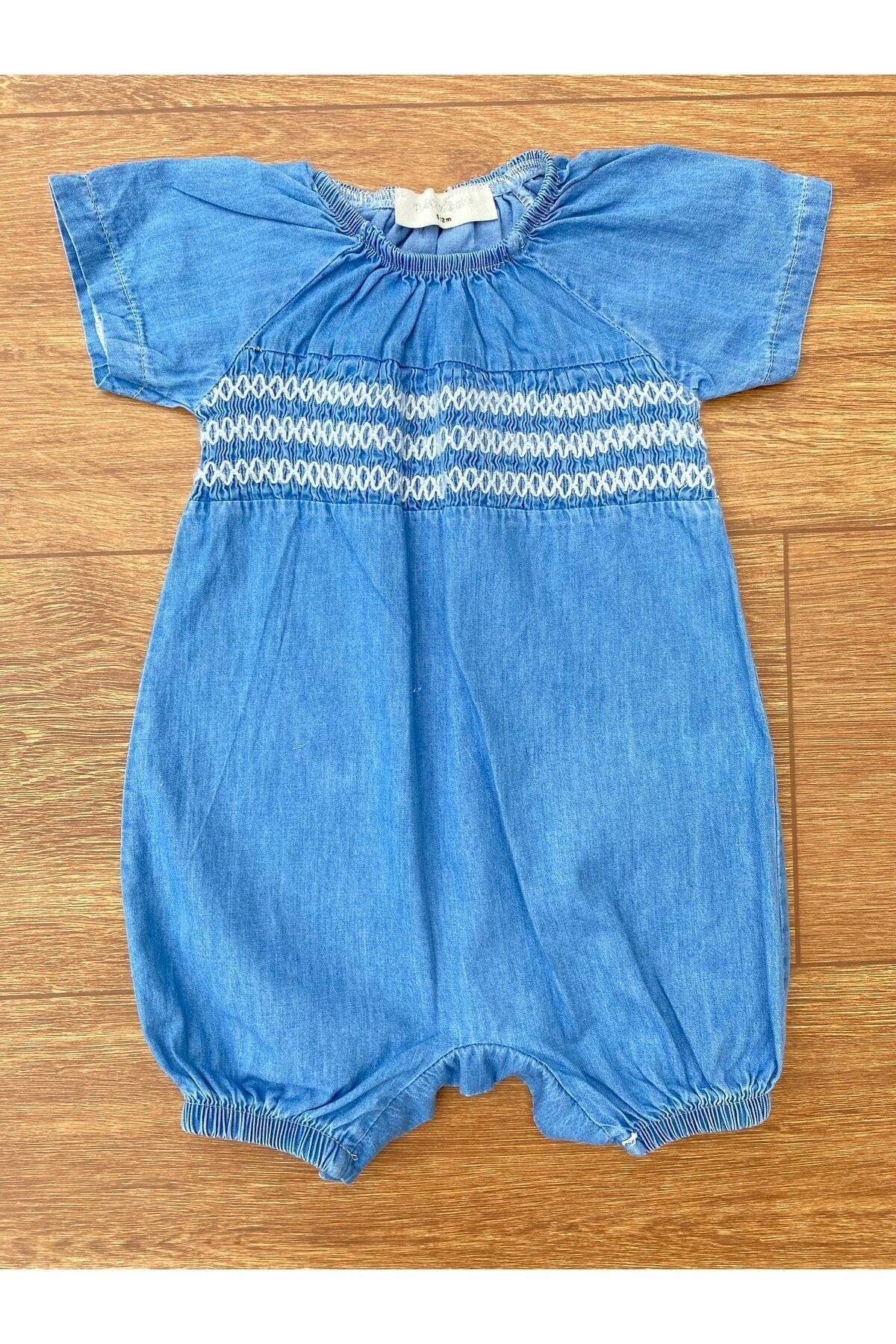 Cherub Baby Kız Bebek Gipe Detaylı Yazlık Jean Kot Tulum fotoğrafı 5 (önizleme)