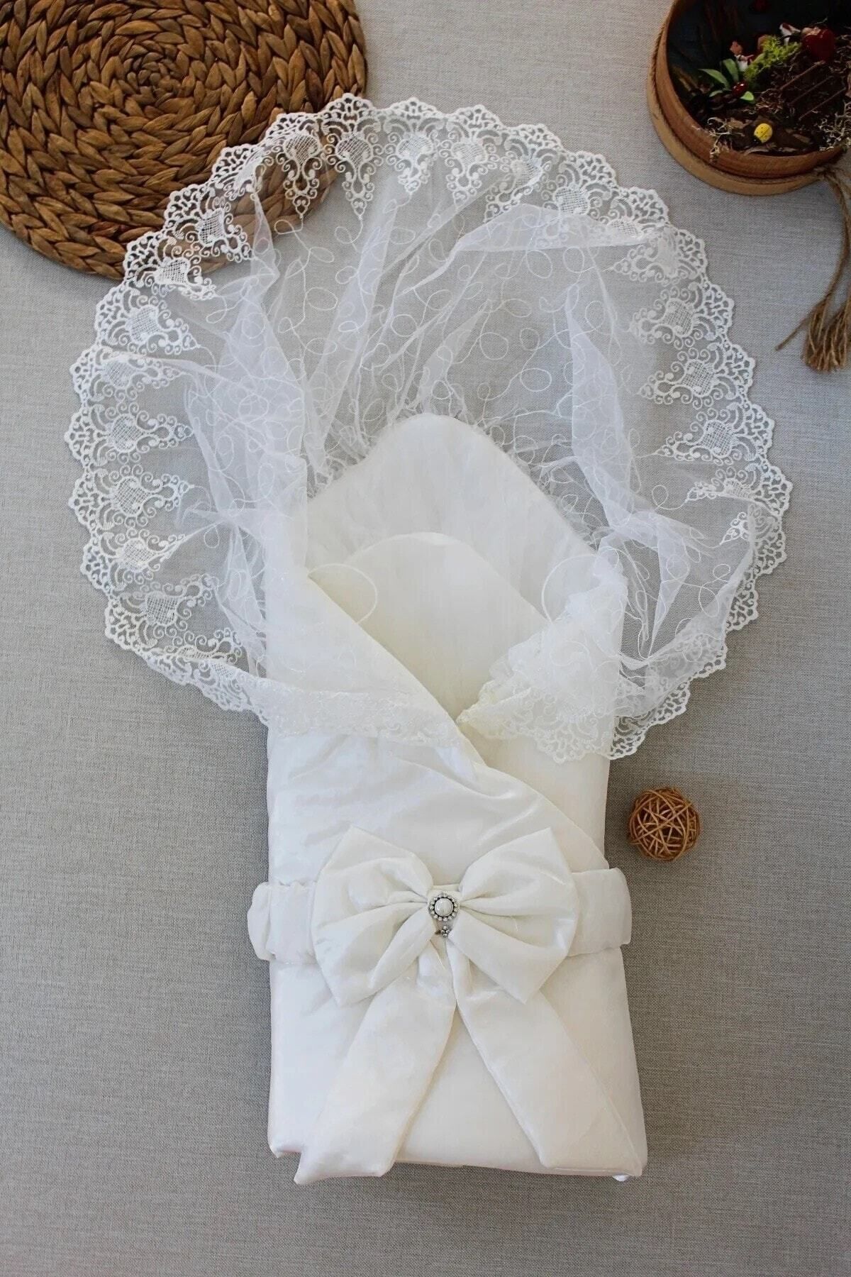 Cherub Baby Unisex Kız Erkek Bebek Ekru Kumru Kristal Bebek Kundak fotoğrafı 4 (önizleme)