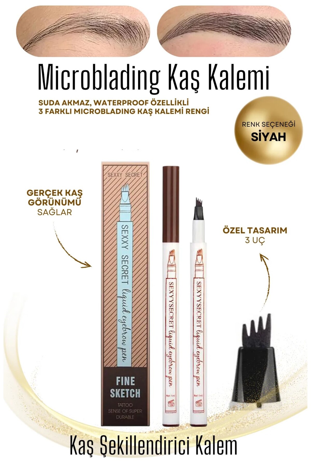 Deep Passion Microblading Etkili Kalıcı Kaş Kalemi Ucu Tırtıklı SİYAH