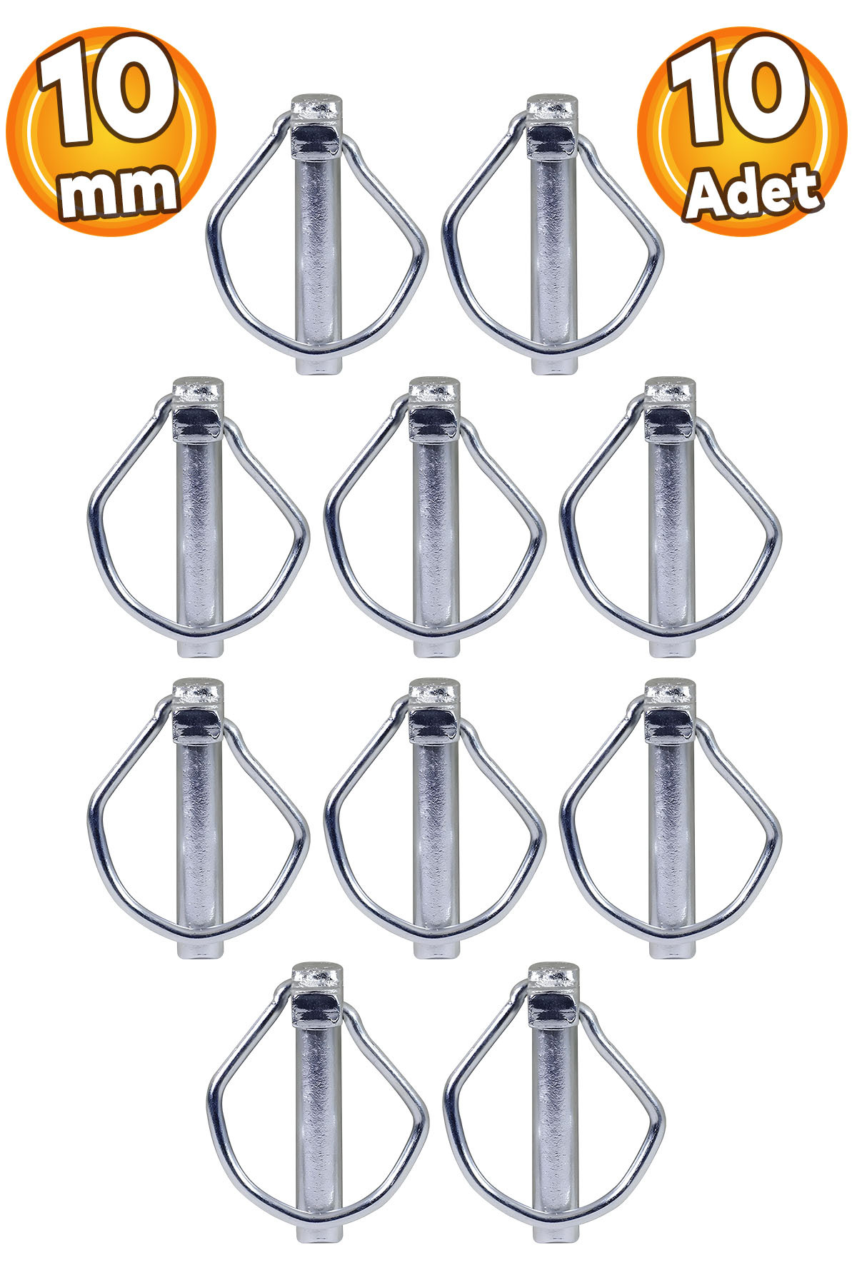 10 Mm Tractor Pin Spring Pin Quality Steel (10 PCS)