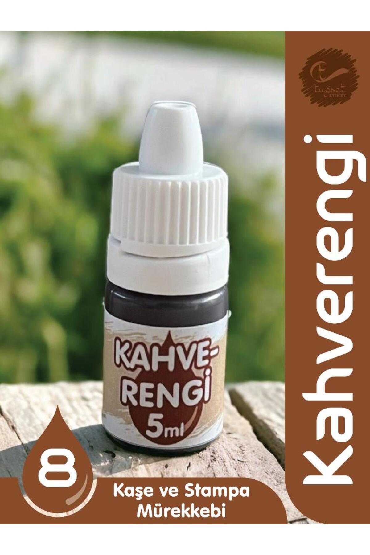 t tuğset etiket Kaşe Istampa Mürekkebi 5 ml - Kahverengi-T872