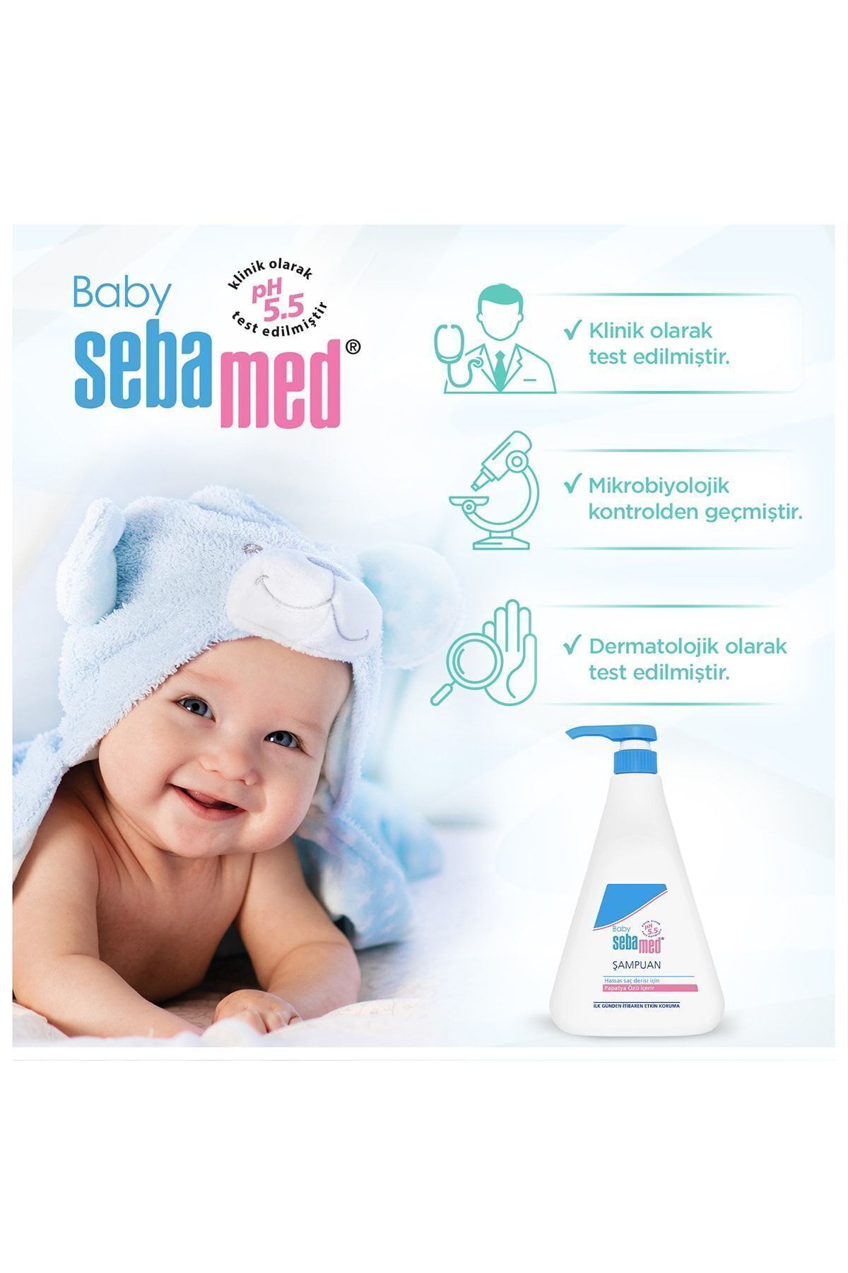 Sebamed Baby pH 5.5 Göz Yakmayan Formül Nemlendirici Etkili Papatya Özütlü Bebek Şampuanı 750 ml fotoğrafı 6 (önizleme)